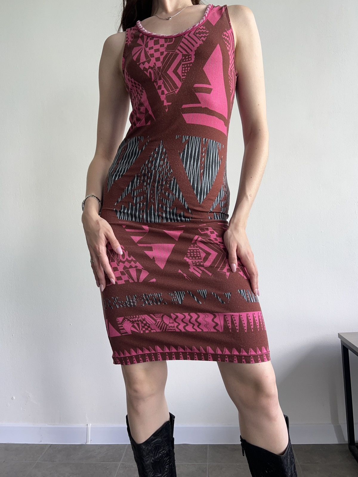 Custo Barcelona × Vintage CUSTO BARCELONA Vintage Y2K Geometric Mini Dress Size S / US 4 / IT 40 - 4 Thumbnail
