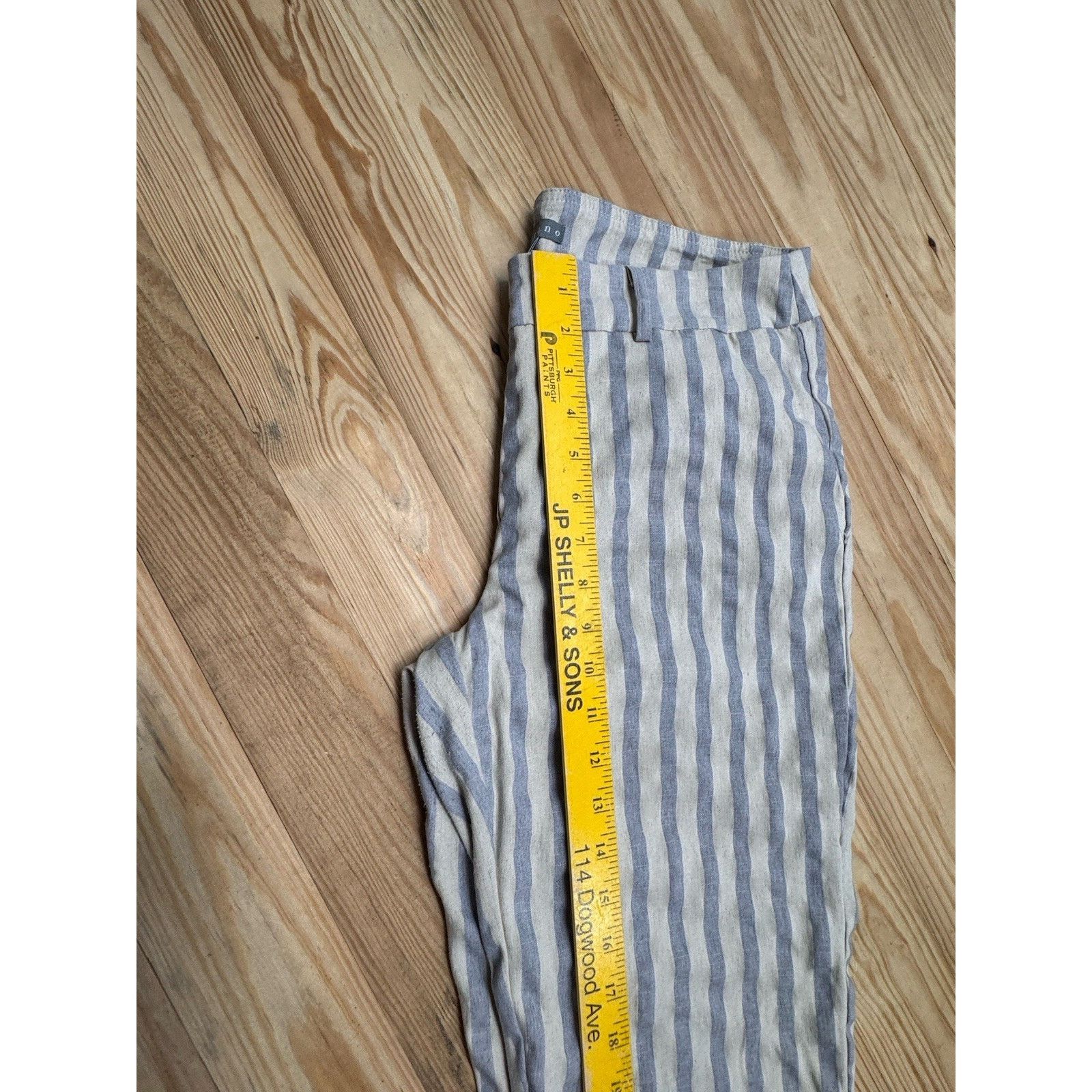Other Sharagano Pull On Linen Blend Pants Blue Gray Stripe Size 10 Size 32" / US 10 / IT 46 - 6 Thumbnail