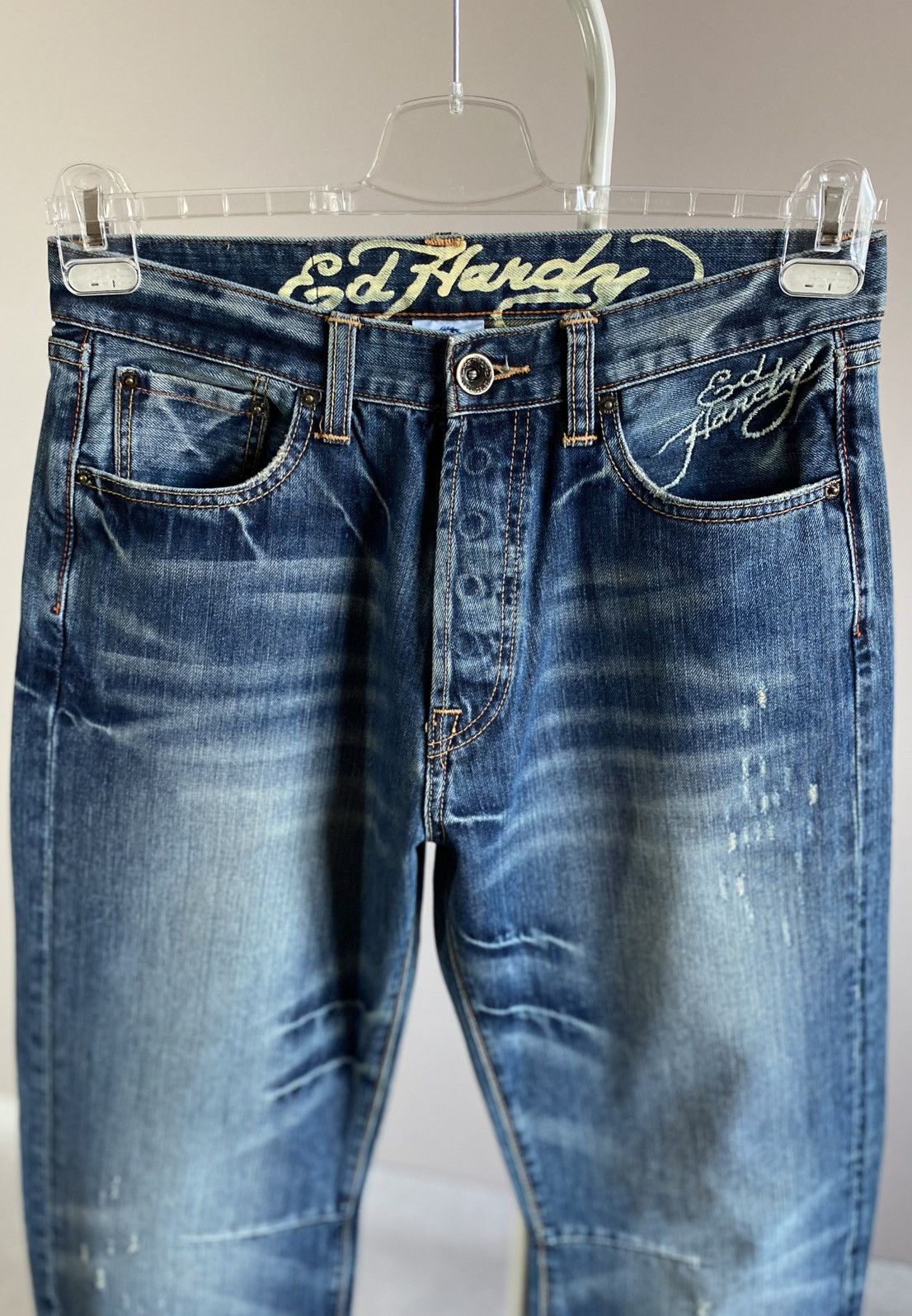 Ed Hardy by Christian Audigier Denim Jeans Big Logo Pants