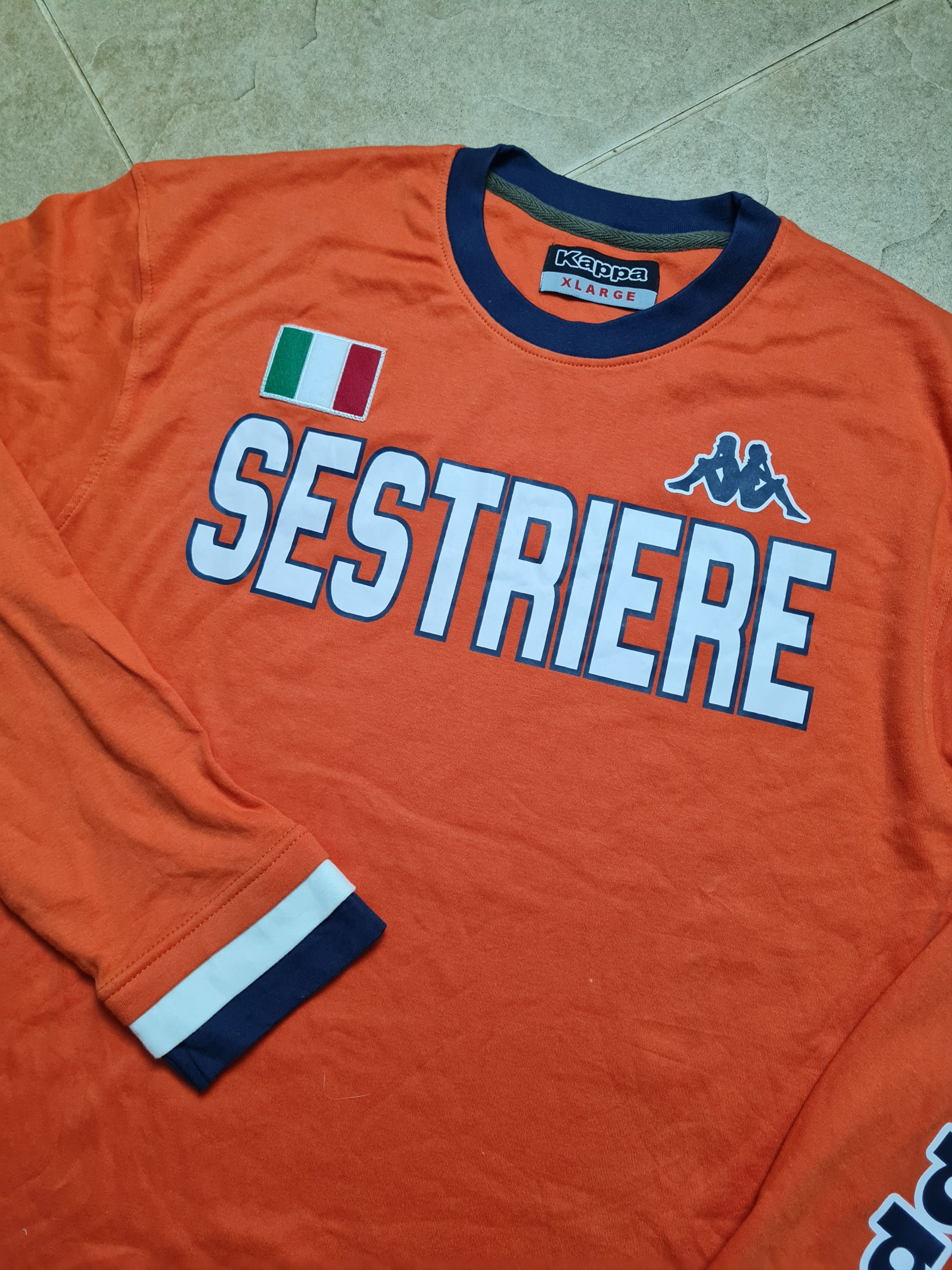 Kappa Vintage Kappa Sestriere Mens Orange Big Logo Long Sleeve Size US XL / EU 56 / 4 - 13 Thumbnail