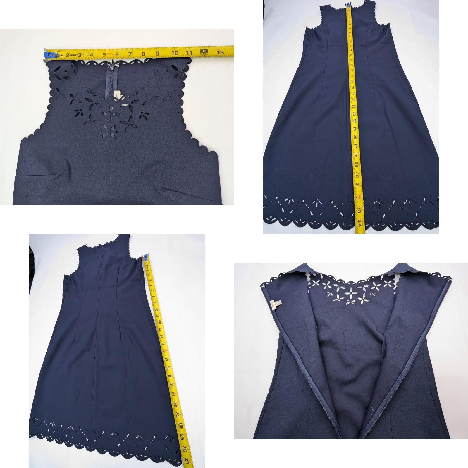 J.Crew J.Crew Navy Sleeveless Shift Dress Women 00 Laser Cut Scalloped Hem EUC Size XXS / US 00 / IT 34 - 8 Thumbnail