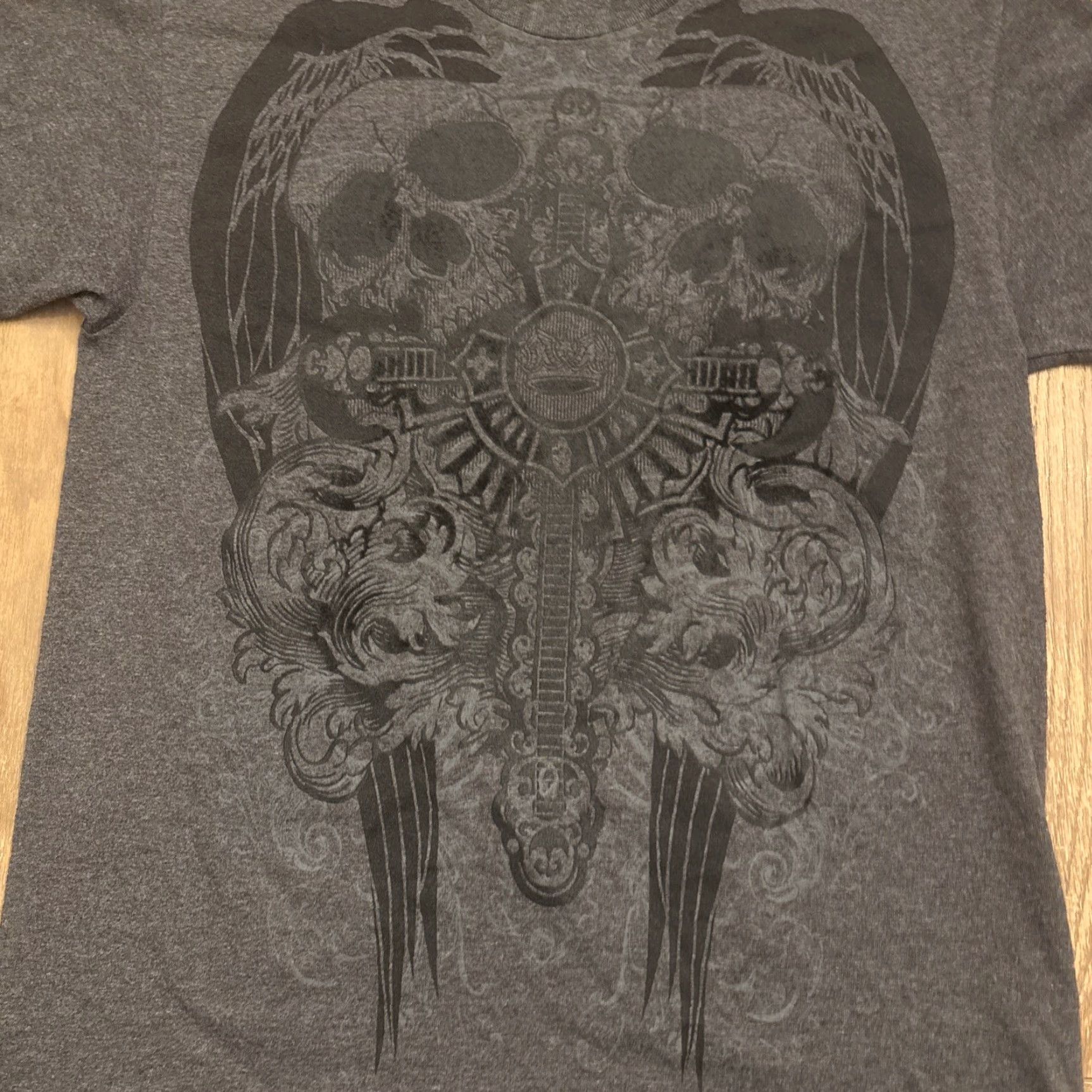 Affliction Chemistry Shirt Men M Gray Graphic Print Affliction Y2K Short-Sleeve Shirt Size US M / EU 48-50 / 2 - 2 Thumbnail