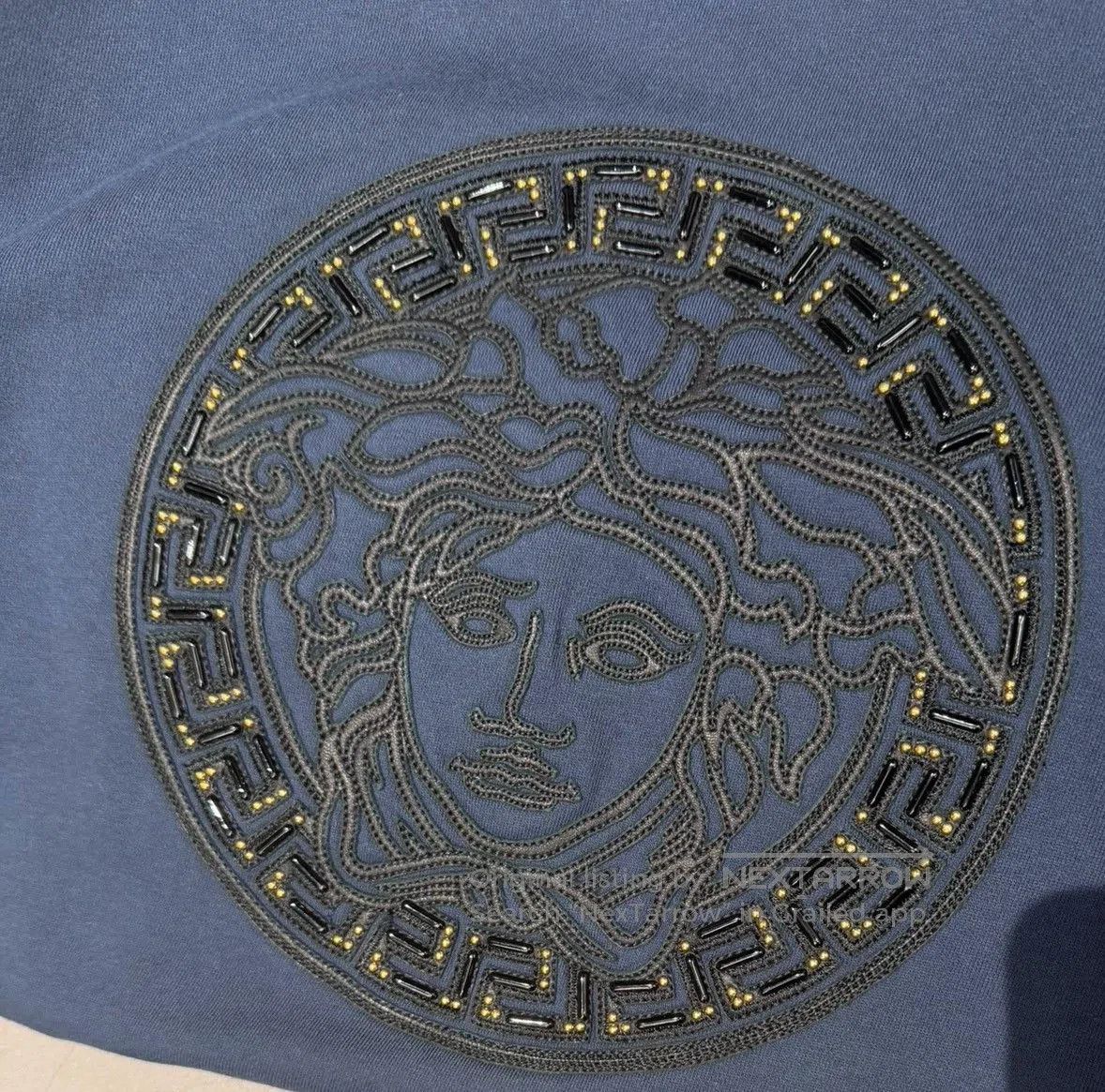 Japanese Brand Versace Medusa Embroidered Leather Panel Men's Sweatshirt. Size US L / EU 52-54 / 3 - 7 Thumbnail