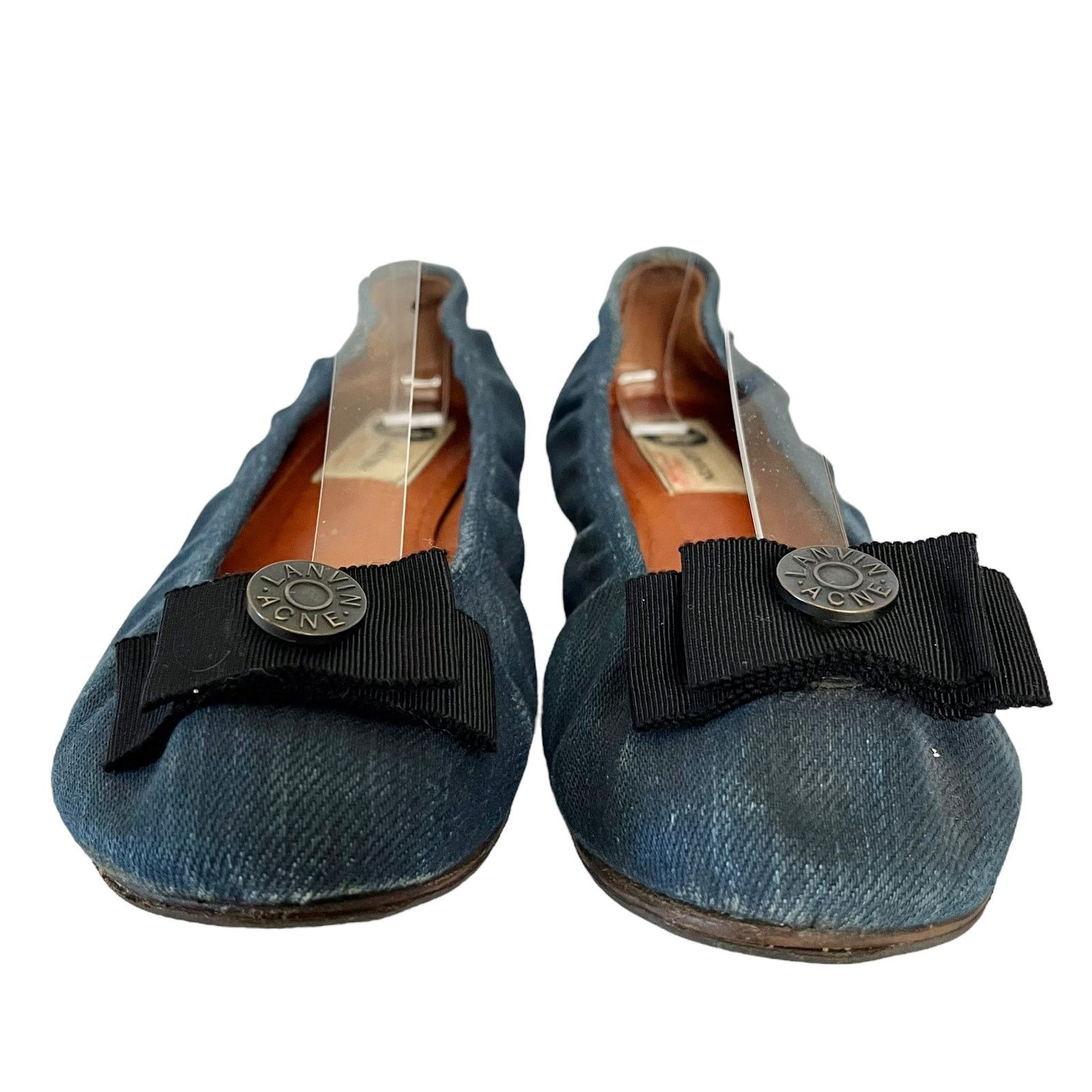 Acne Studios × Lanvin Lanvin x Acne Denim Grosgrain Bow Ballet Flats Shoes Size US 6 / IT 36 - 3 Thumbnail