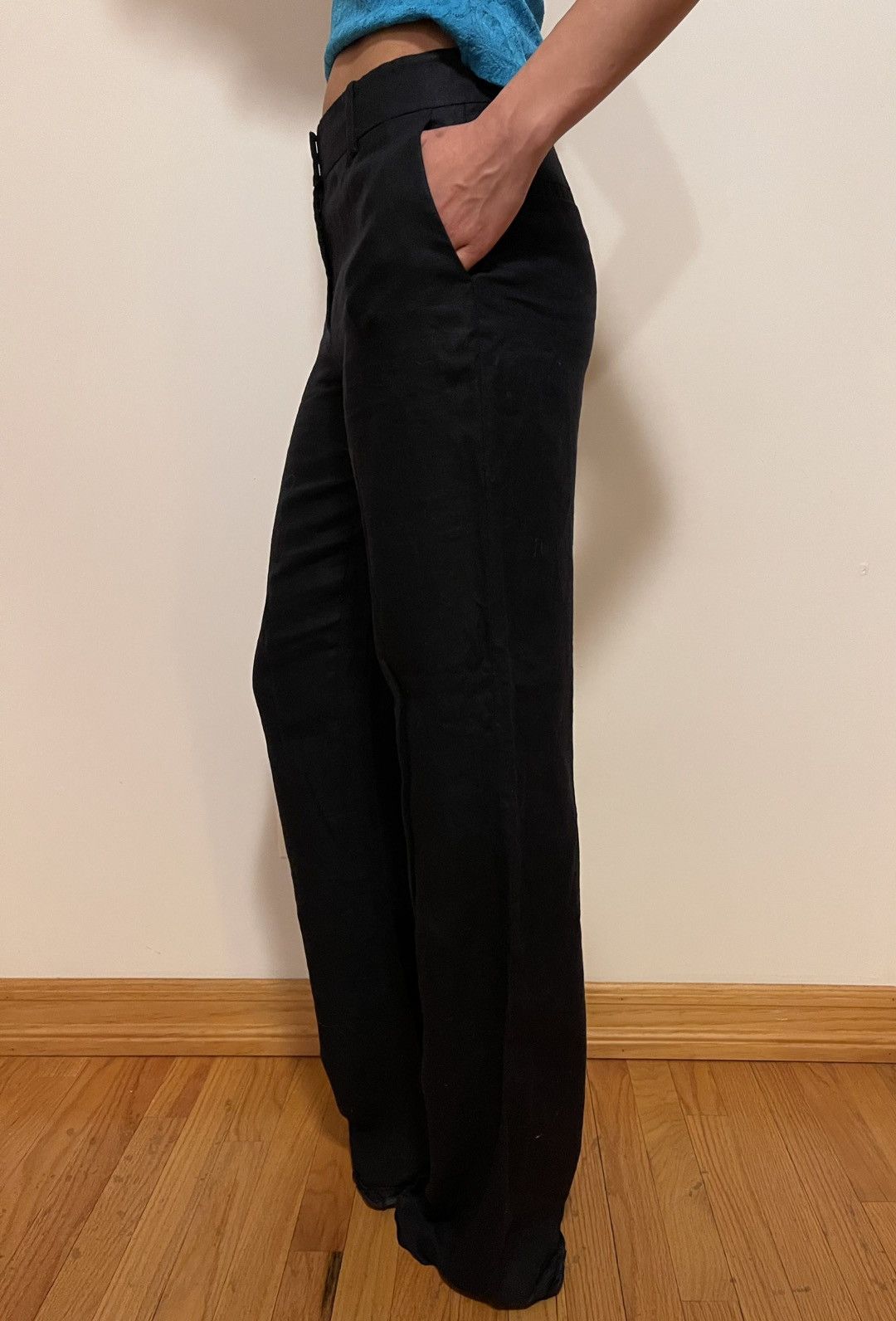 Lafayette 148 Lafayette 148 Black Linen Wide-Leg Trousers-Size: S Size 26" / US 2 / IT 38 - 2 Thumbnail