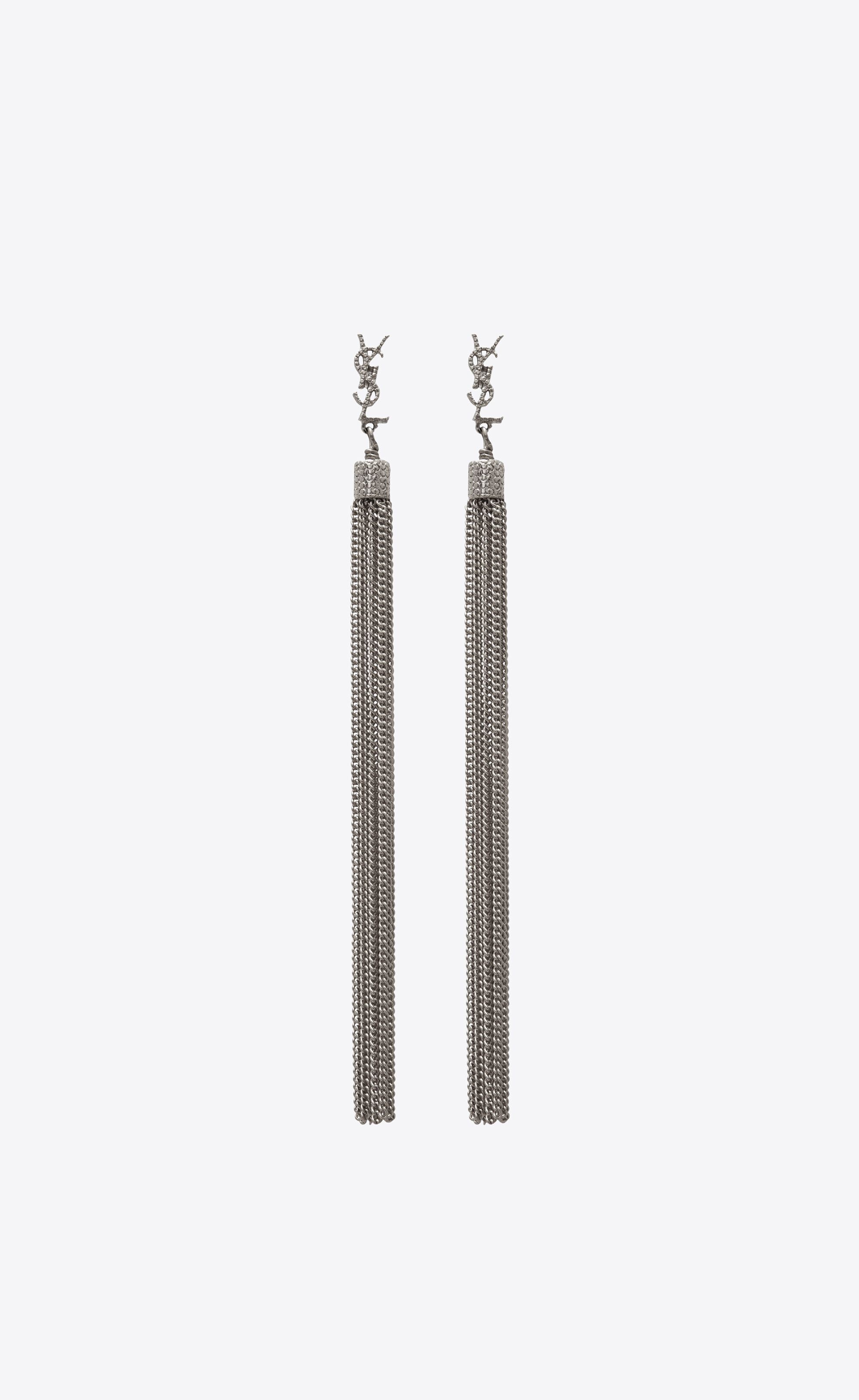 Saint Laurent Paris o1b1hav110924 Size: OS / Loulou Earrings Chain Tassel Silver Size ONE SIZE - 1 Preview