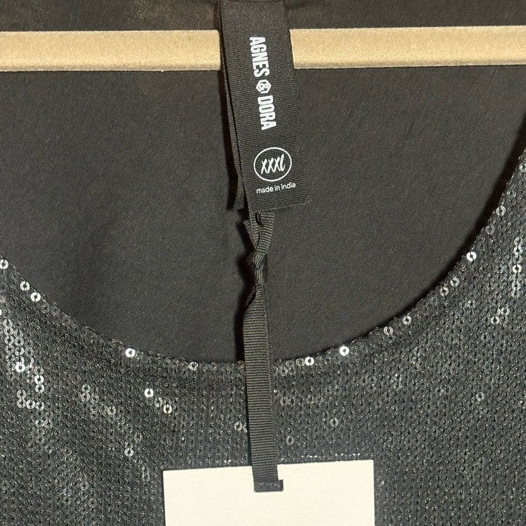 Other Agnes & Dora Shimmering Black Sequin Tank Top Size 3XL / US 20-22 - 2 Thumbnail
