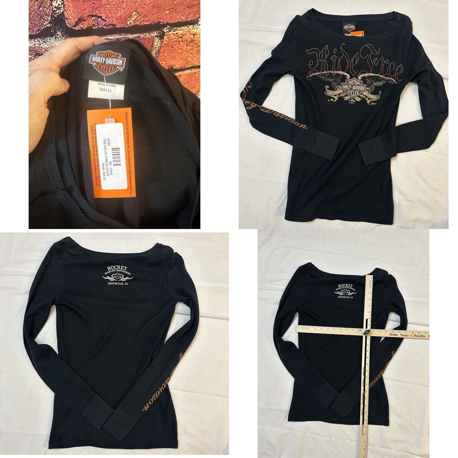 Harley Davidson Harley-Davidson T-Shirt Womens Small Long Sleeve Pullover Bling Logo Multicolor 100% Cotton Casual Basic Motorcycle Size S / US 4 / IT 40 - 8 Thumbnail