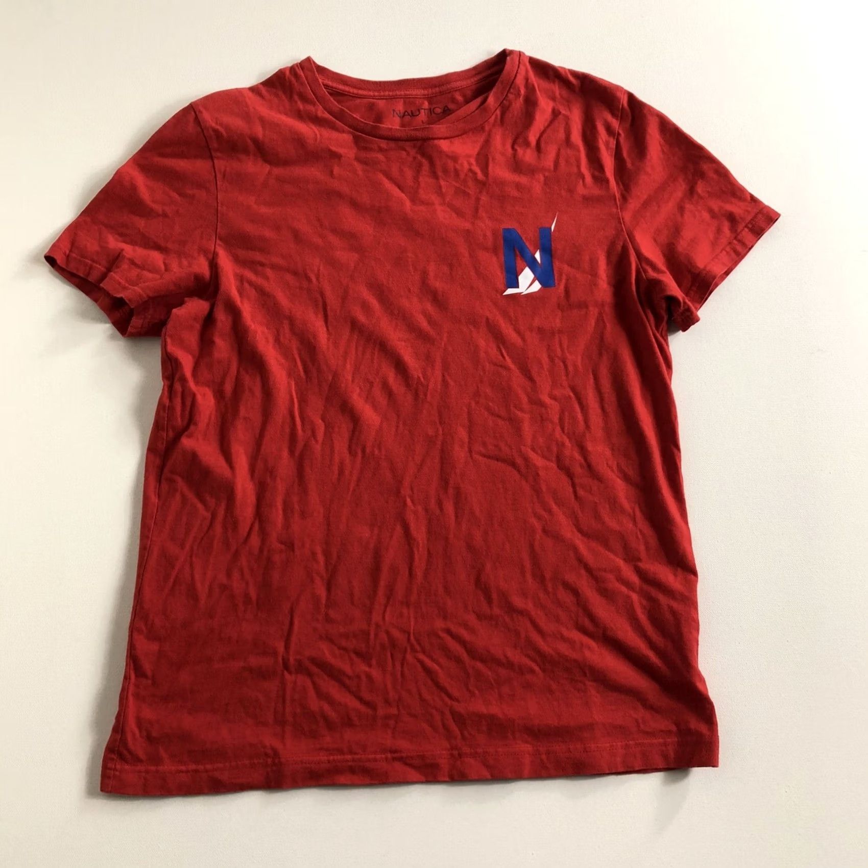 Nautica Nautica Shirt Adult Mens L Red Front Graphic Sailing Beach Ocean T-Shirt Logo Short Sleeve Crew Neck Regular Fit Size US L / EU 52-54 / 3 - 4 Thumbnail