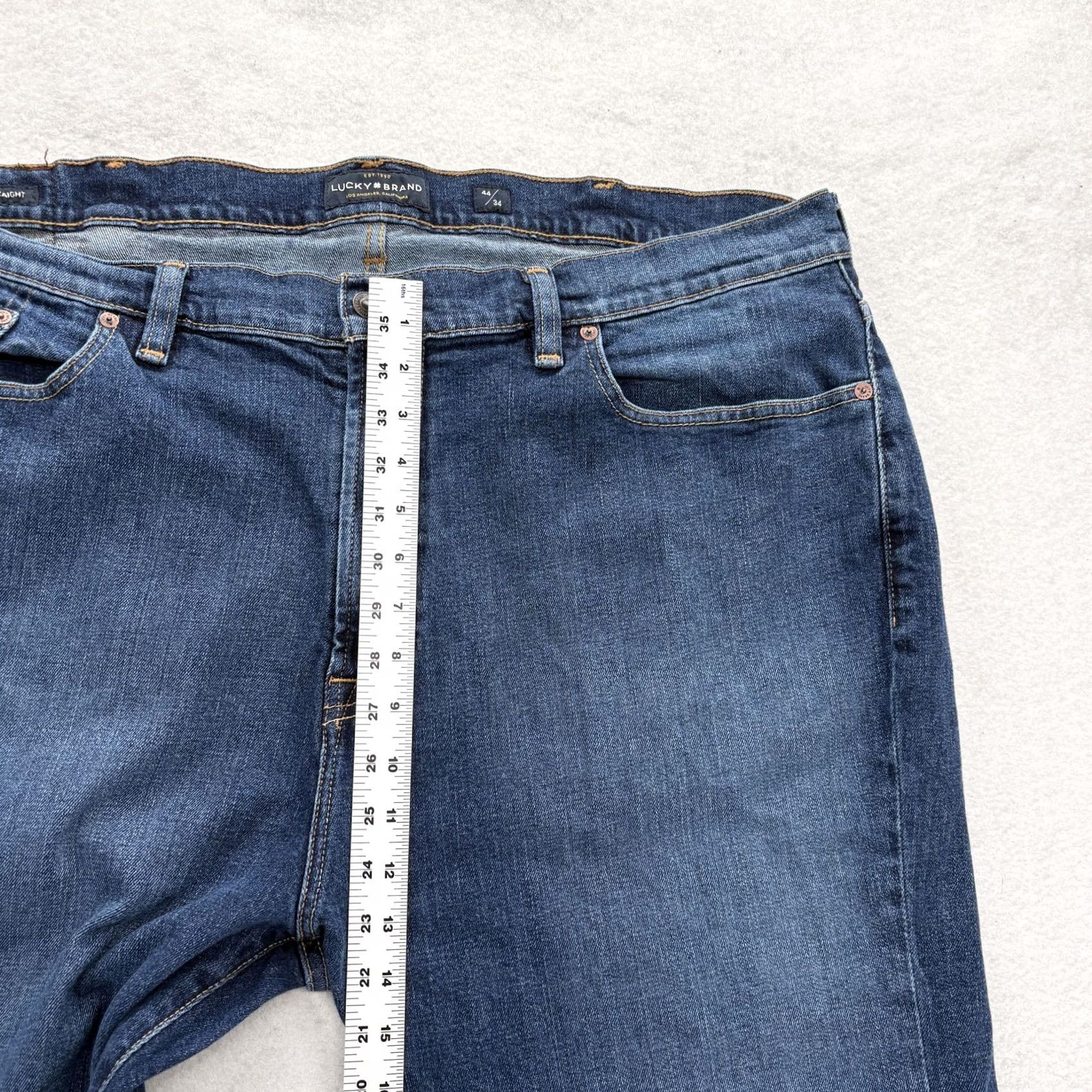 Lucky Brand Lucky Brand 181 Relaxed Straight Jeans Mens 44x34 Blue Medium Wash Stretch Denim Size US 44 / EU 60 - 7 Thumbnail