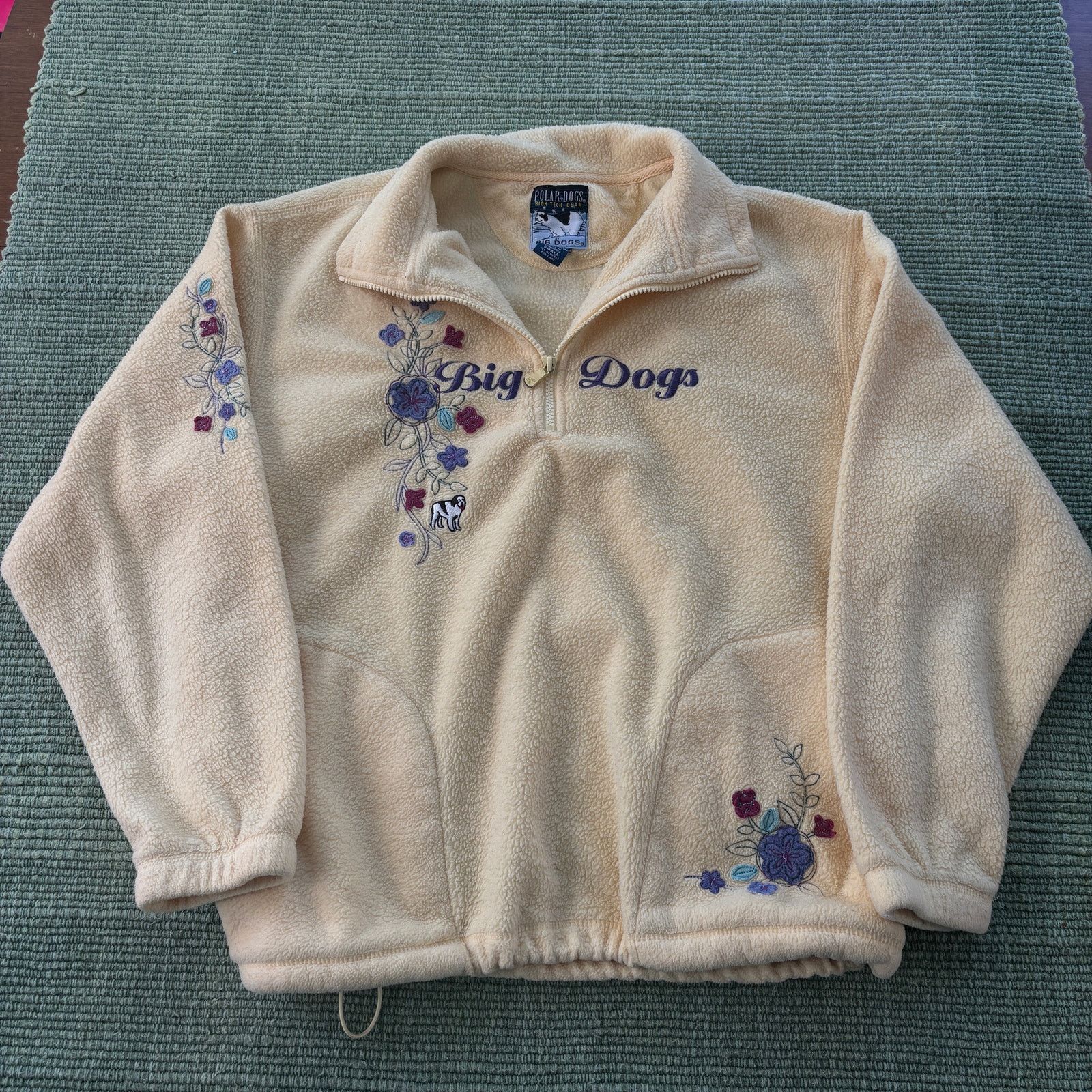 Big Dogs × Vintage Vintage Y2K Big Dogs Quarter Zip Floral Fleece Sweater Size S / US 4 / IT 40 - 2 Thumbnail