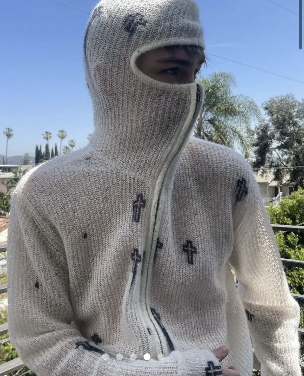 Wool Knit “Isolation Cave” Cross Scuba Hoodie Paynestar