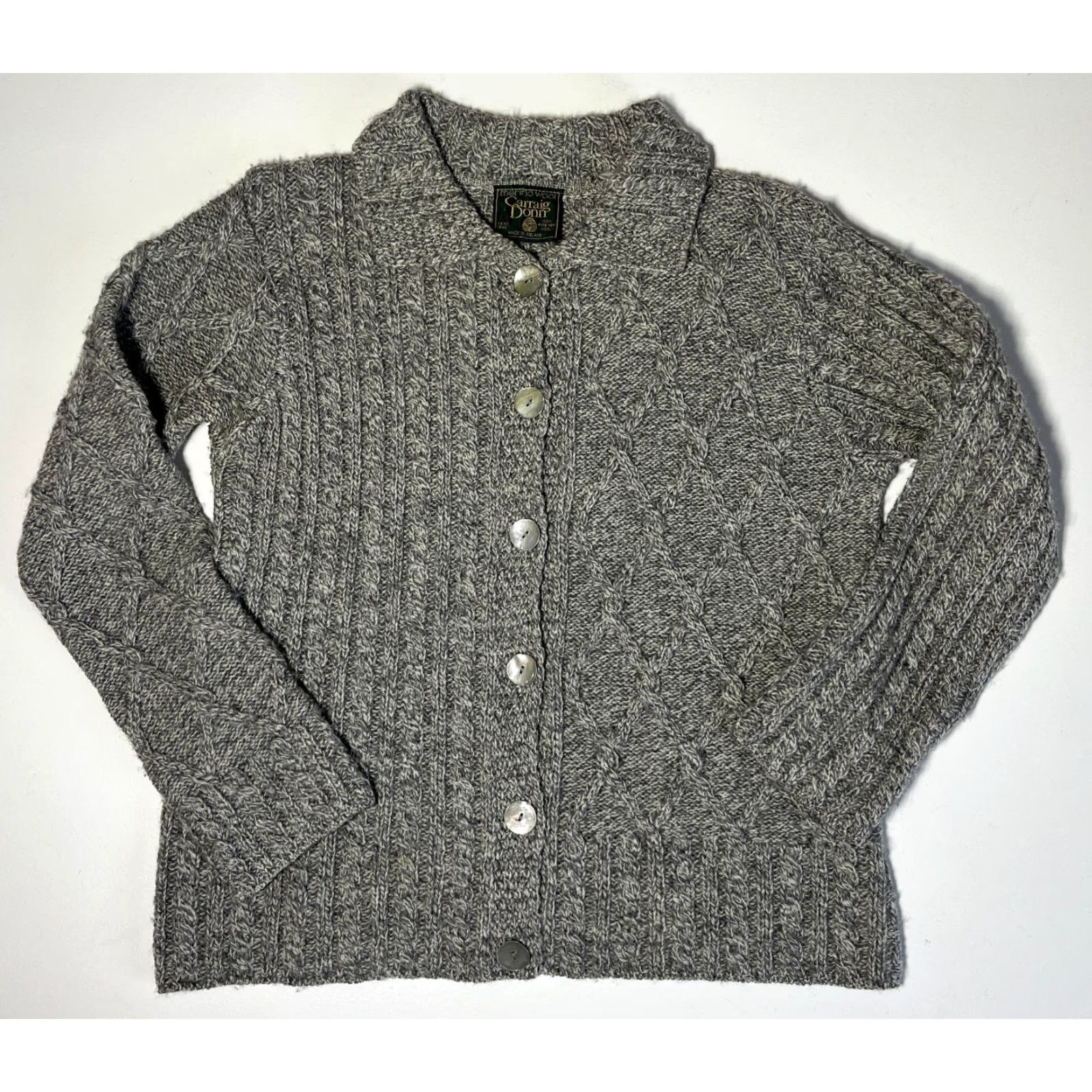 Vintage Carraig Donn Women’s Merino Wool Cardigan Sweater Gray M Knit Cardigan Vintage / Classic Women Mens Girls Boys Size M / US 6-8 / IT 42-44 - 3 Thumbnail
