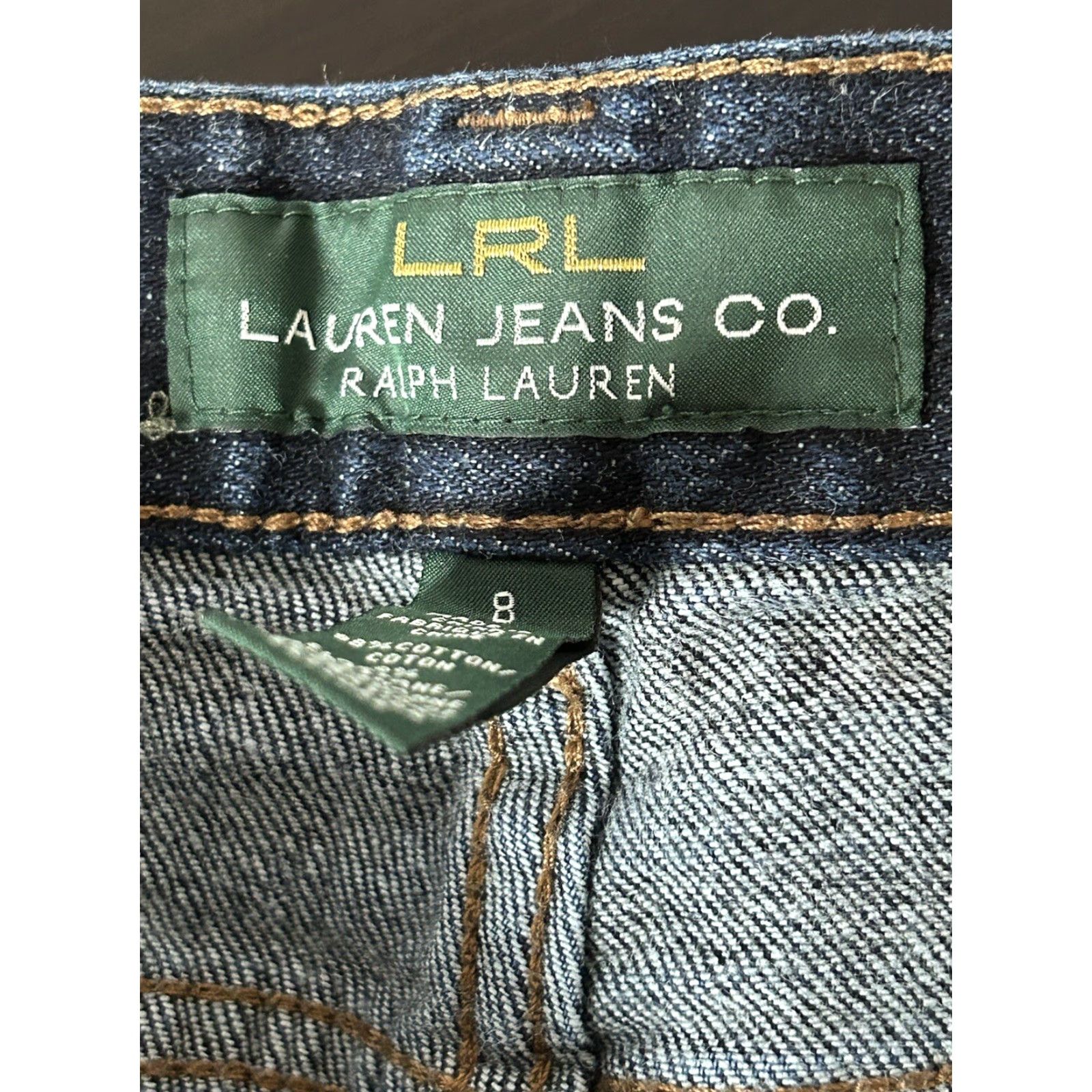 Denime LRL Lauren Jeans Ralph Lauren Jeans Bootcut Women’s Dark Washed Blue Mid Rise 8 Stretch Pockets 5-Pocket Denim Cotton Spandex Regular Fit Shirt? Size 30" / US 8 / IT 44 - 6 Thumbnail