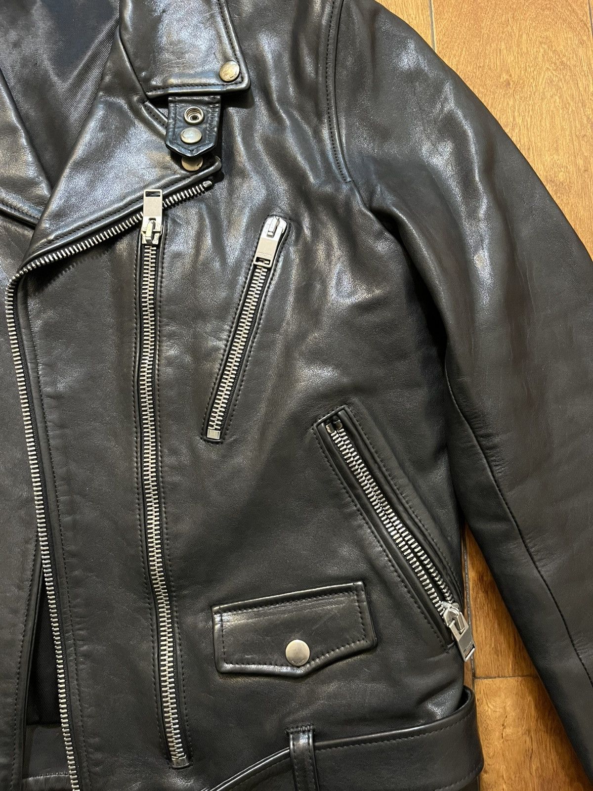 Hedi Slimane × Saint Laurent Paris × Yves Saint Laurent saint laurent 13fw L17 oiled calf bikerjacket Size US L / EU 52-54 / 3 - 3 Thumbnail