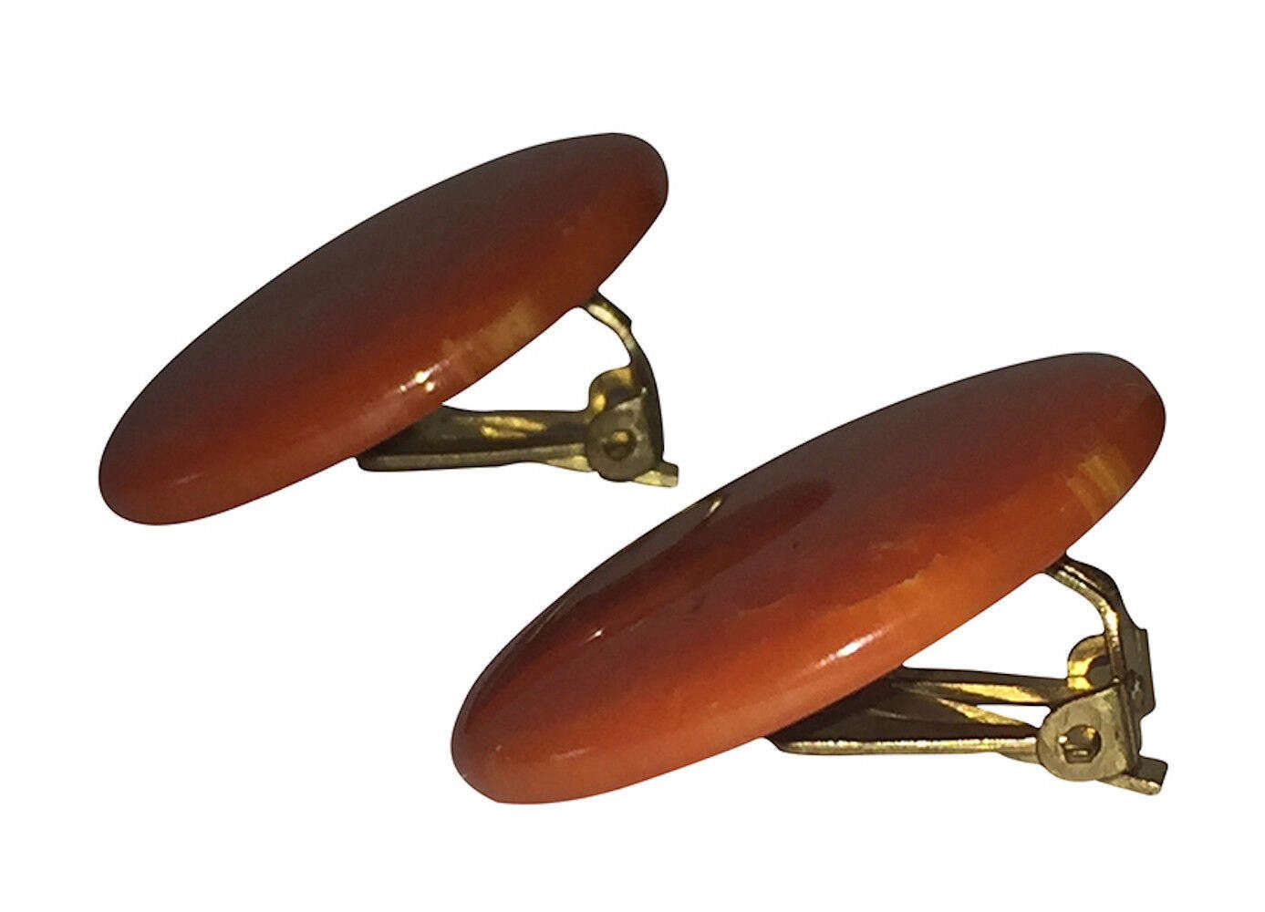 Designer Orange Swirl Round Bakelite Clip On Earrings Size ONE SIZE - 4 Thumbnail