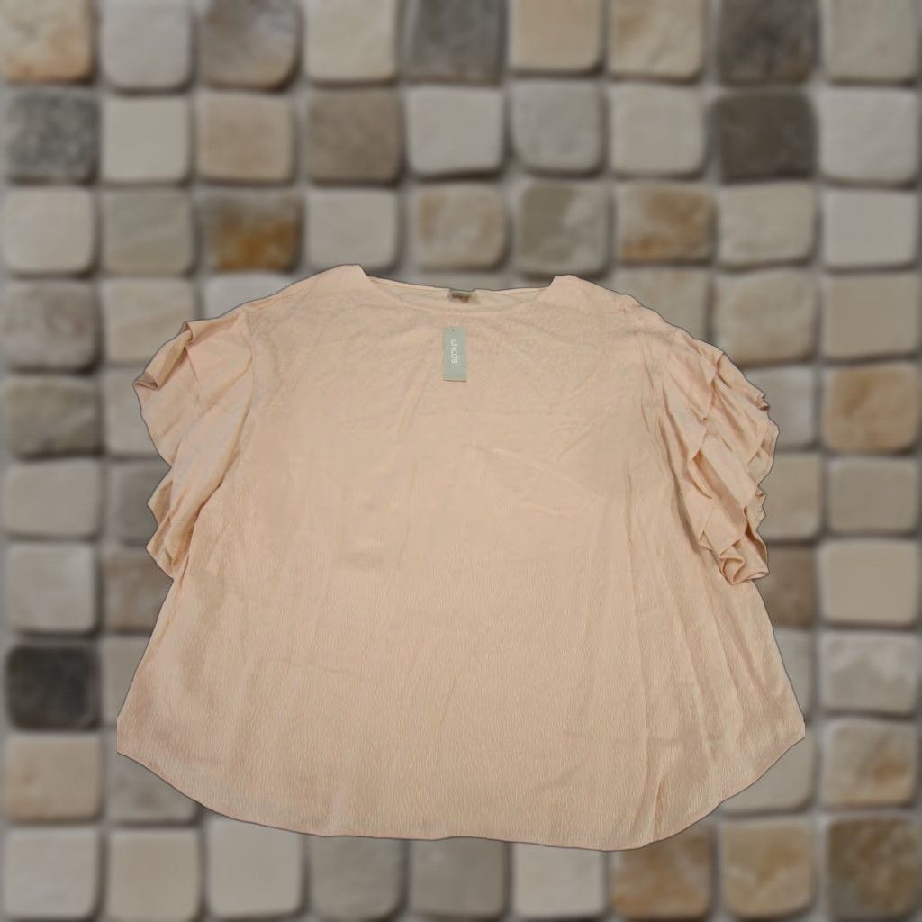Vintage VINTAGE Chico's Blouse Womens 16 Pink Long Sleeve Cotton Business Flutter Sleeve Shirt Size XXL / US 16-18 / IT 52-54 - 1 Thumbnail