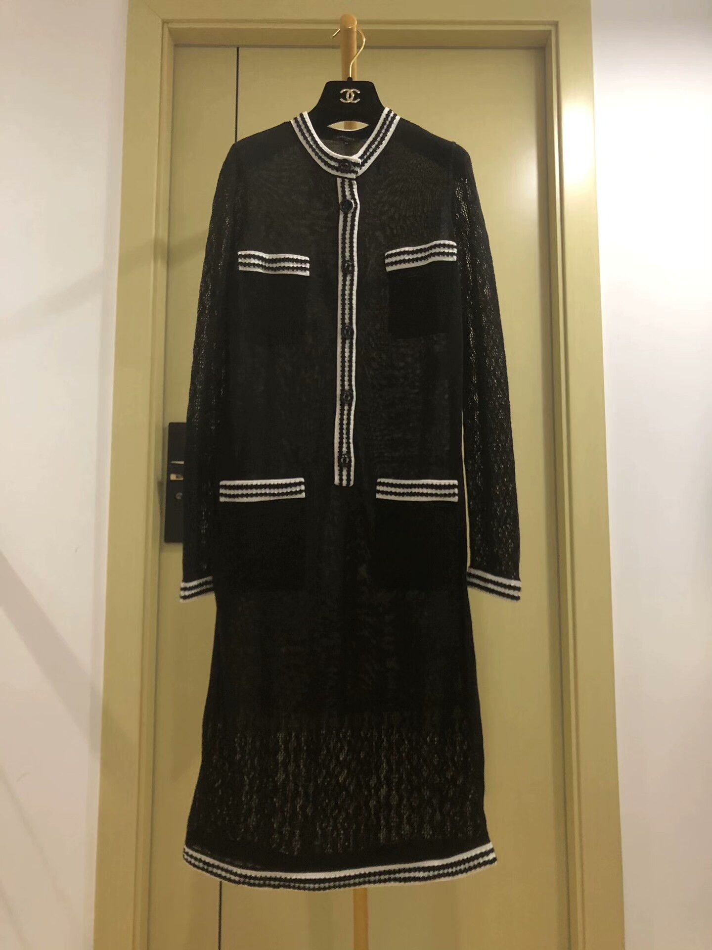 Chanel Chanel Black Lace Dress with Stripes Size M / US 6-8 / IT 42-44 - 1 Thumbnail