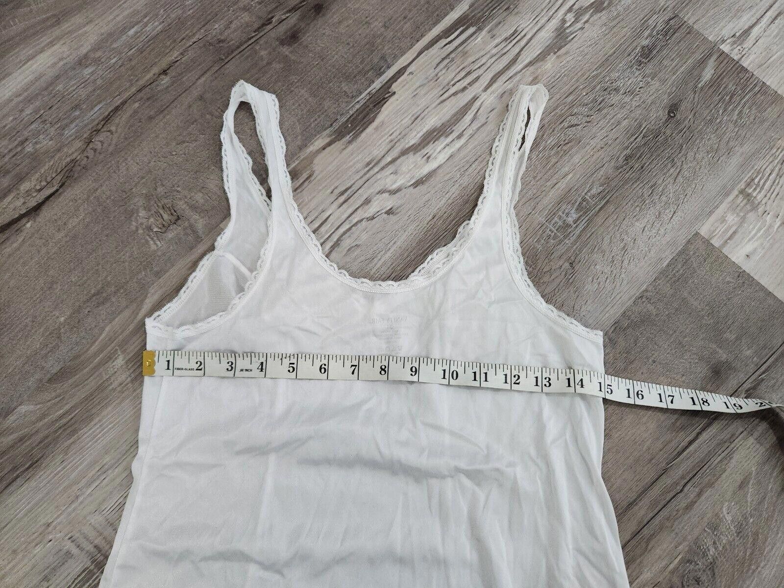 Designer Vanity Fair Slip Tank Top White Lace Trim Sz 34 Bust Size ONE SIZE - 3 Thumbnail
