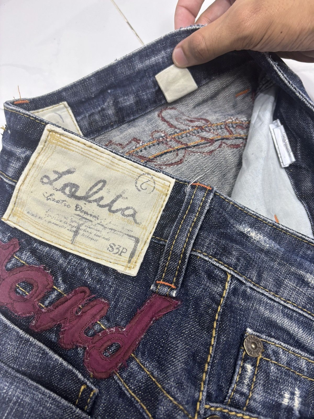 Beauty Beast × Japanese Brand Vintage Flare Jeans Lolita Brand Bootcut Distressed Denim Size 29" - 11 Thumbnail