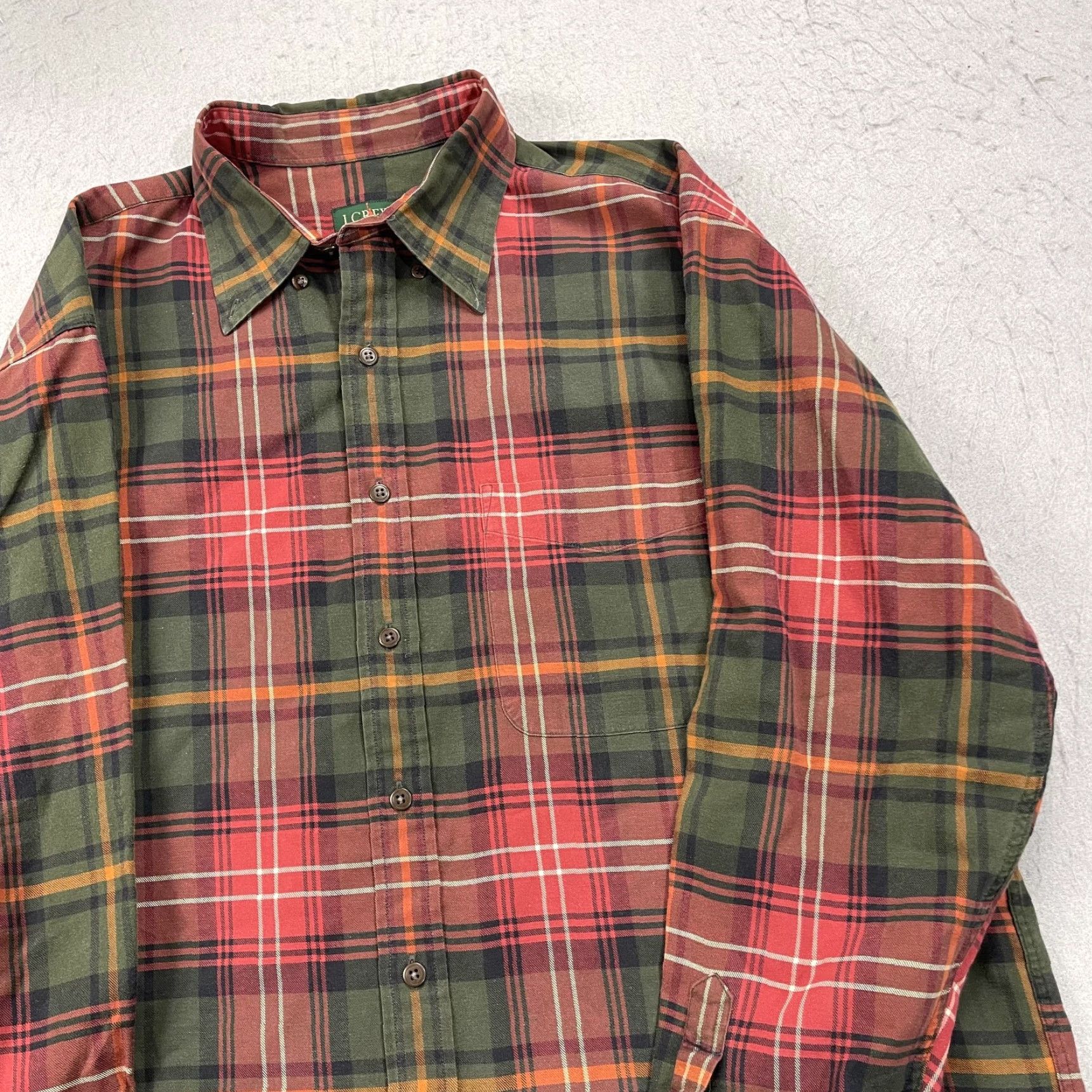 J.Crew VINTAGE J.CREW Shirt Mens L Red Plaid 90s Retro Classic Oarsman Logo Cotton Flannel Button-Up Pockets Size US L / EU 52-54 / 3 - 3 Thumbnail
