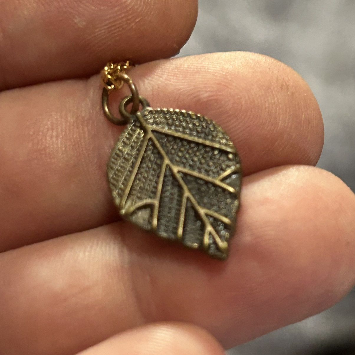 Handmade Handcrafted vintage brass leaf pendant on chain necklace Size ONE SIZE - 6 Thumbnail