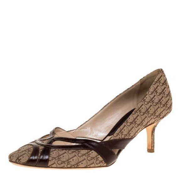 Dior VTG Dior Logo Mania Signature Canvas Leather Point Toe 90s H Size US 8 / IT 38 - 1 Thumbnail