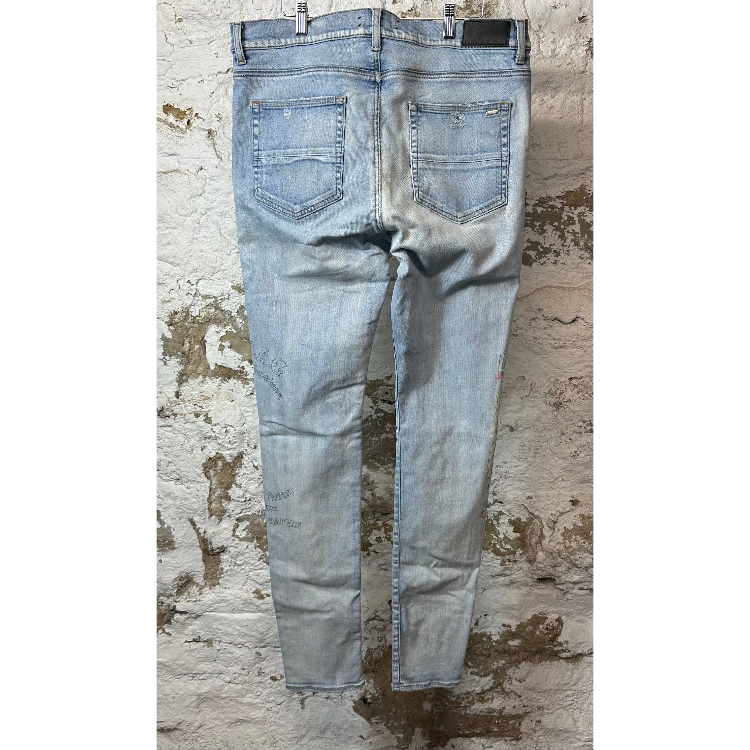 Amiri Amiri Zig Zag Logos Blue Denim Jeans Sz 36 Size US 36 / EU 52 - 3 Thumbnail