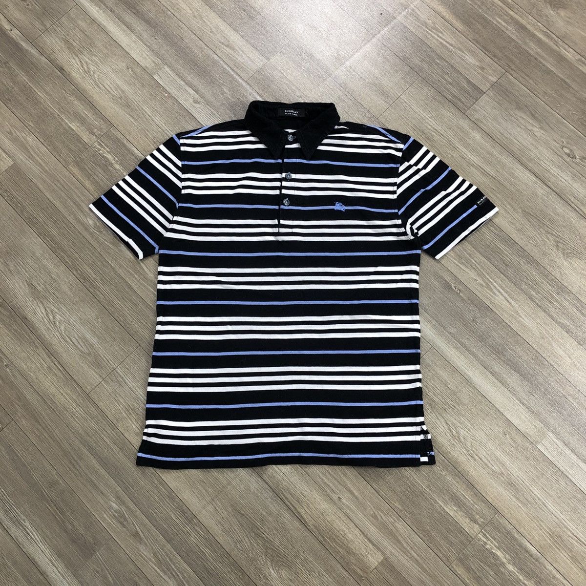 Vintage Burberry London Black Label Striped Polo Shirt
