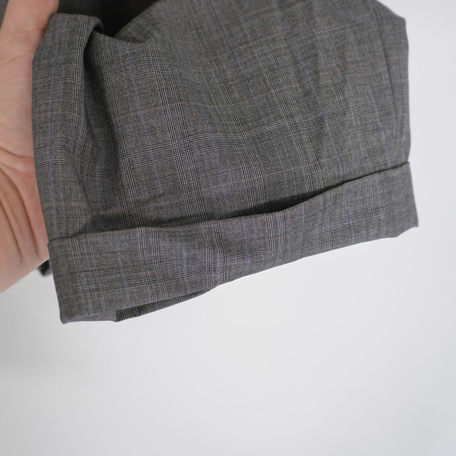 Hart Schaffner Marx Hart Schaffner Marx Gold Trumpeter Wool Gray Plaid W/ Blue W Size 42L - 2 Thumbnail