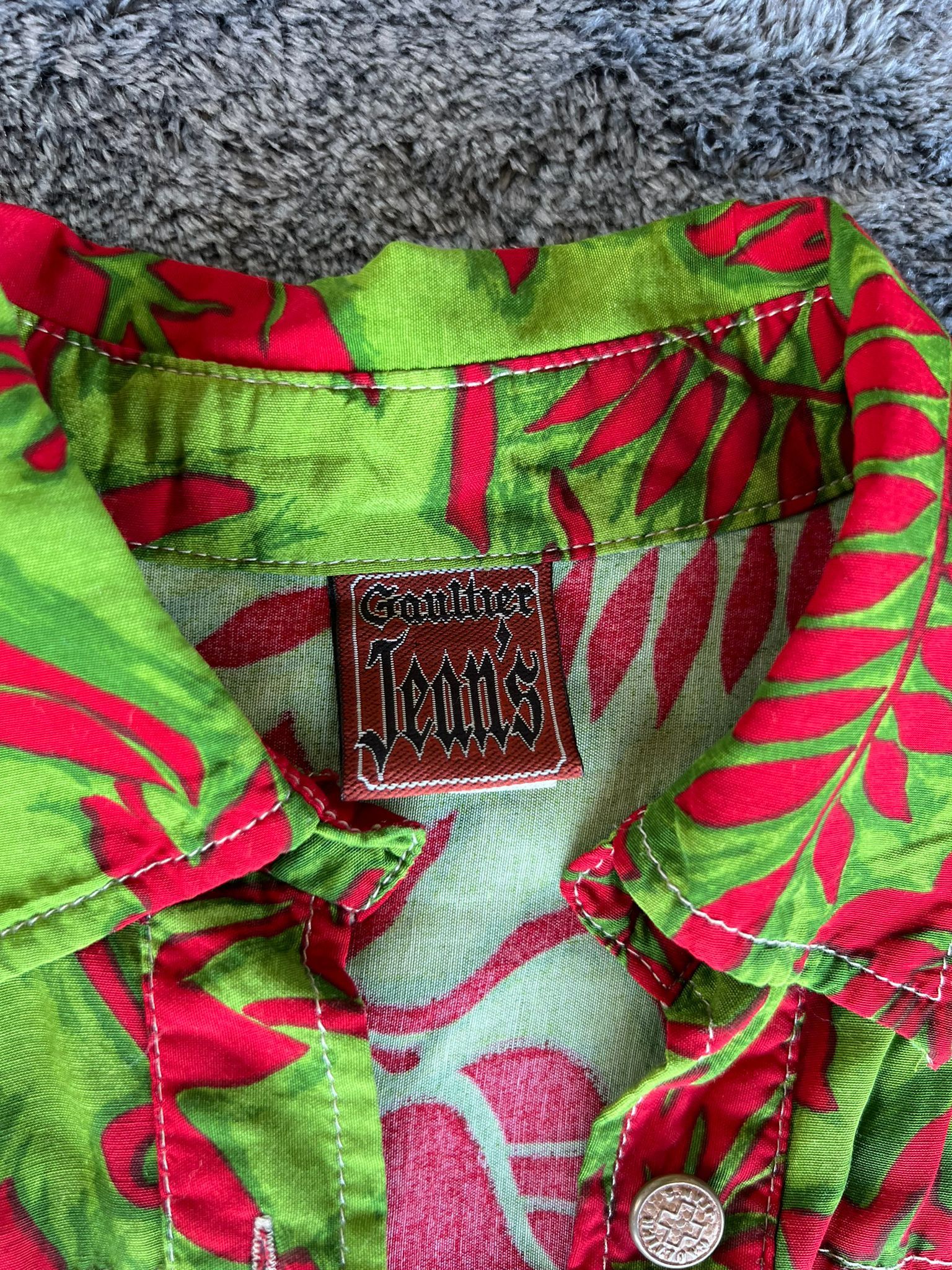 Jean Paul Gaultier "Red&Green Leaves" Button Up Shirt Size M / US 6-8 / IT 42-44 - 5 Thumbnail