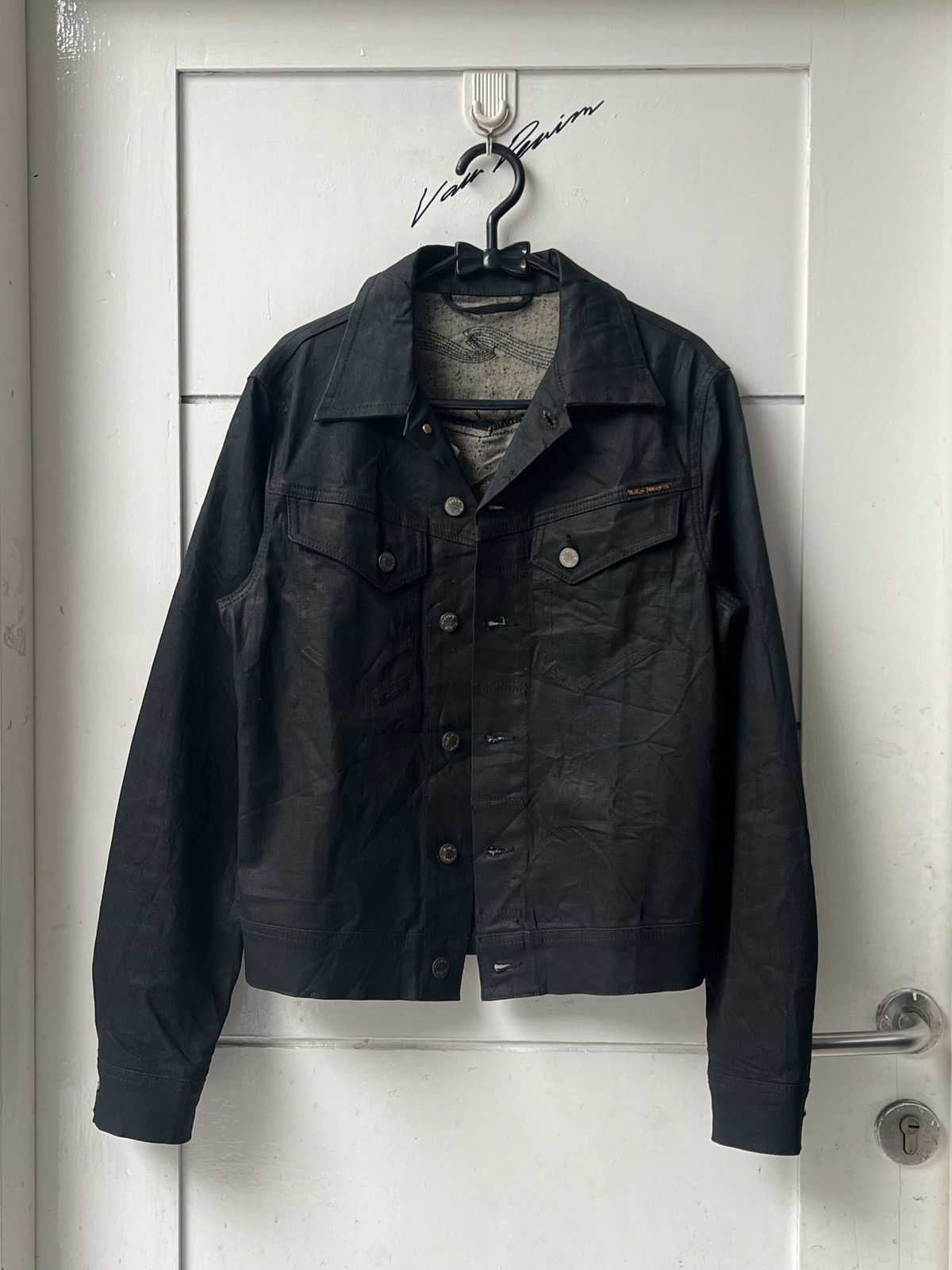 Nudie Jeans Nudie Jeans Perry Org, Back 2 Black denim waxed jacket