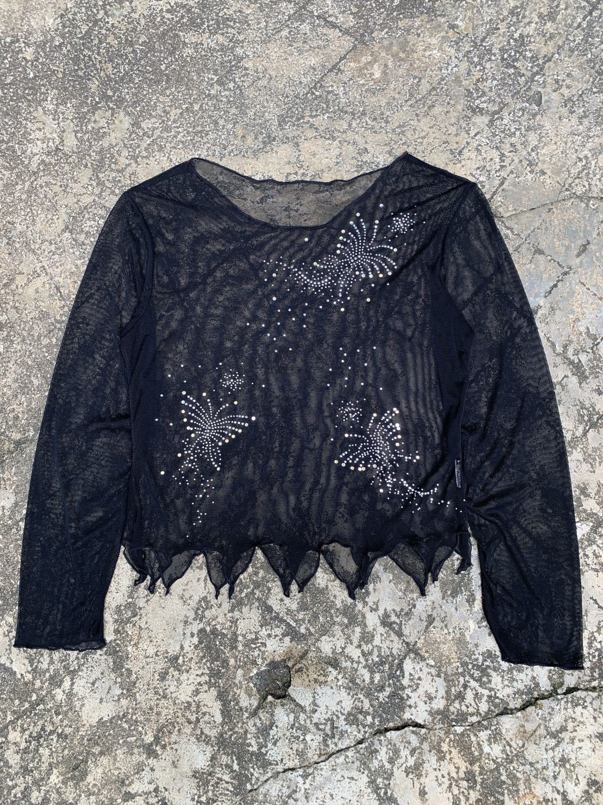 Japanese Brand Vintage Ruffle Butterfly Crystal Mesh Cropped fit Top Size M / US 6-8 / IT 42-44 - 1 Thumbnail
