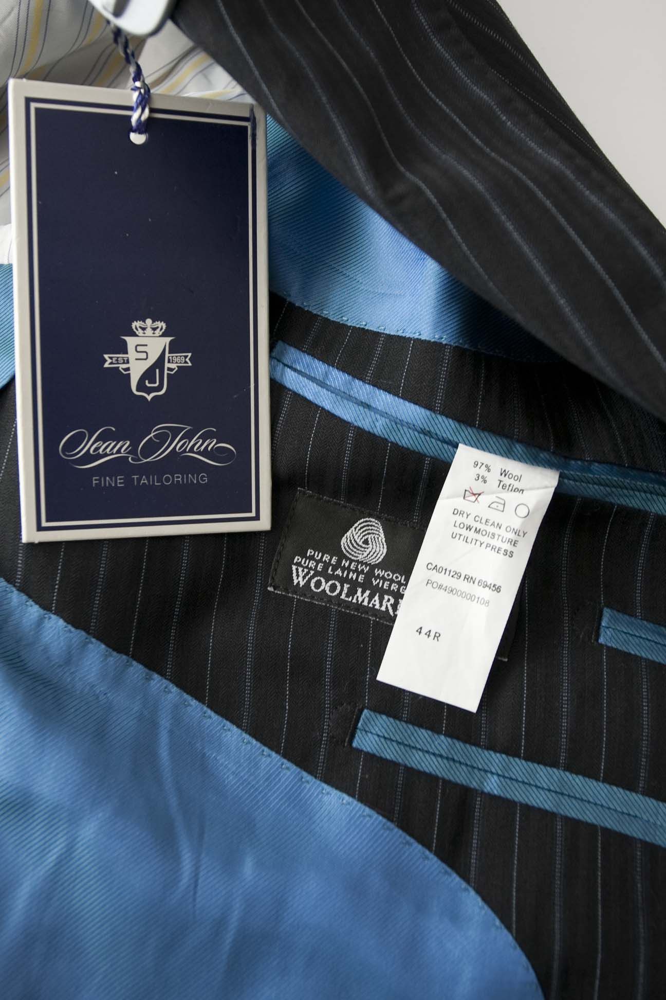 Sean John New Sean John Jacket Wool Size 44R Dark Gray Stripe Size 44R - 4 Thumbnail