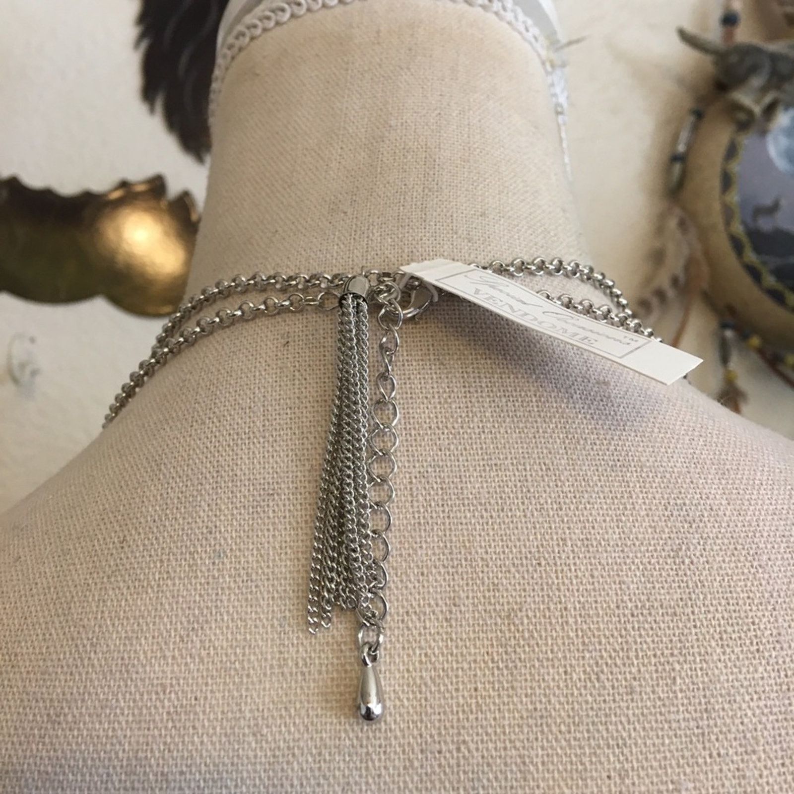 Jewelry Vendome silver tassel double chain necklace NWT Size ONE SIZE - 5 Thumbnail