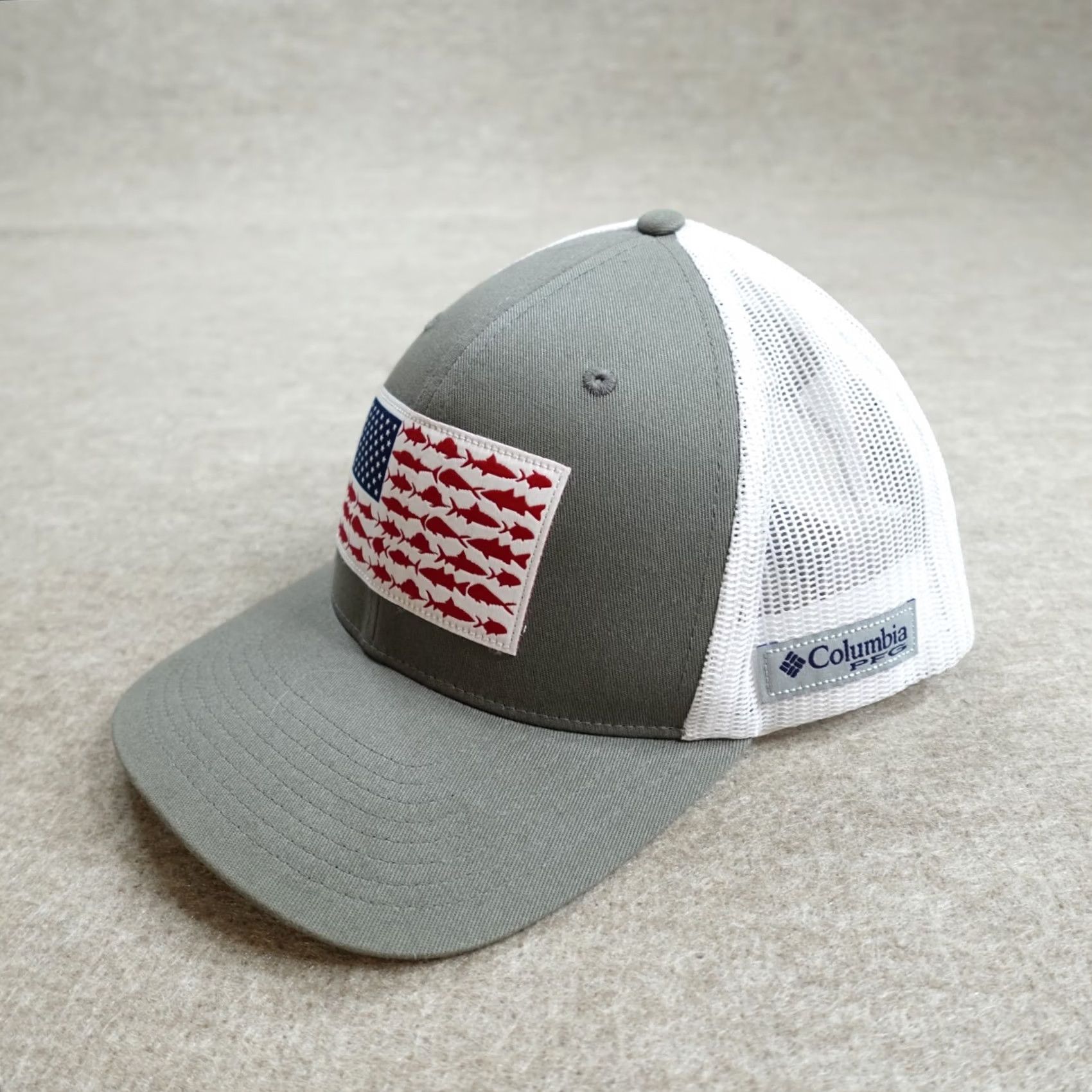 Vintage Columbia Trucker Hat Gray Unisex Adults One Size Cotton Polyester PFG Flag Fishes Snapback Shirt Capitalized? Size ONE SIZE - 5 Thumbnail