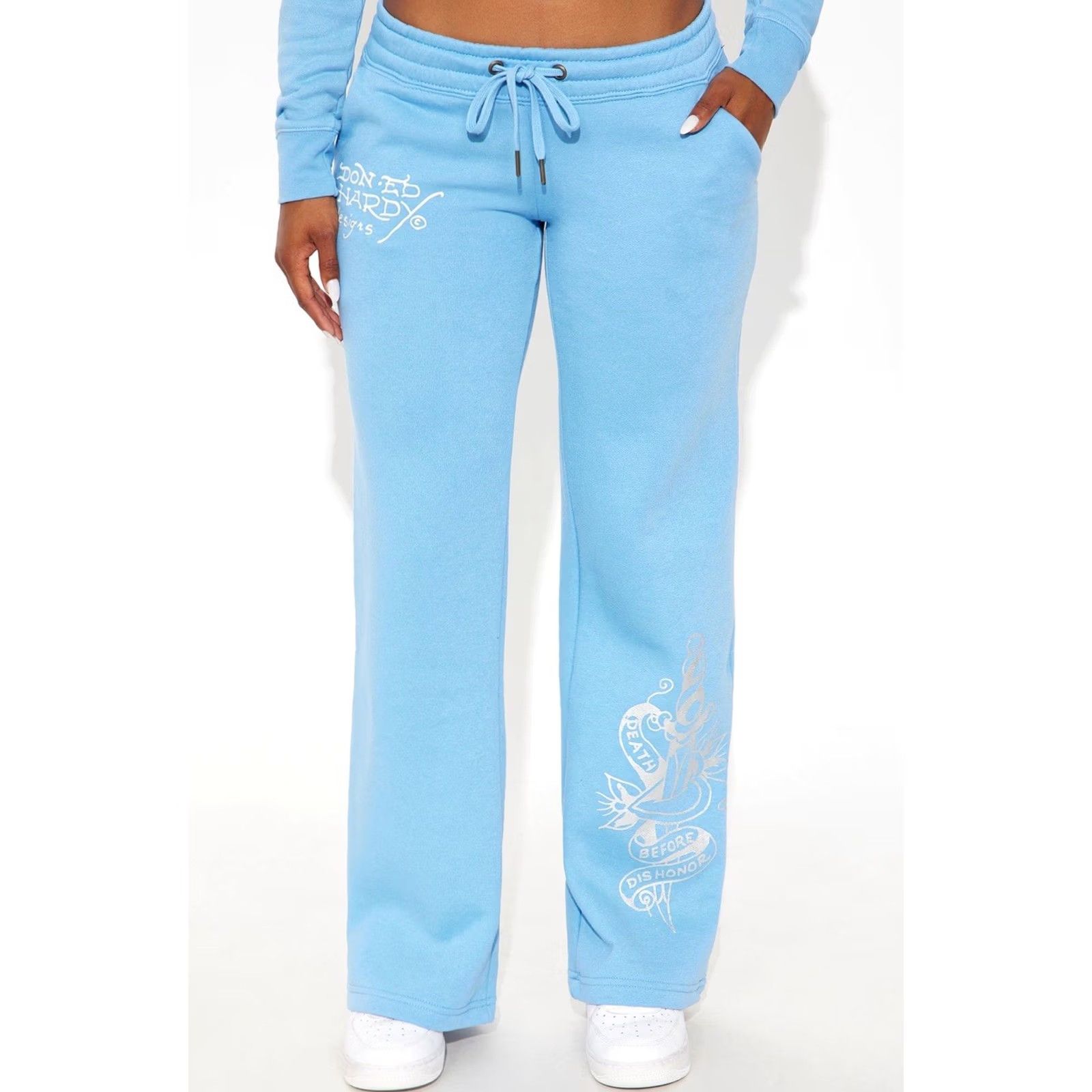 Ed Hardy Ed Hardy Blue Tracksuit Set Hoodie Sweatpants Skull Rose Y2K Size M Women’s Sweatsuit Activewear Tracksuit, Ed Hardy Skull, Y2K, 90s, Womens, M Size M / US 6-8 / IT 42-44 - 4 Thumbnail