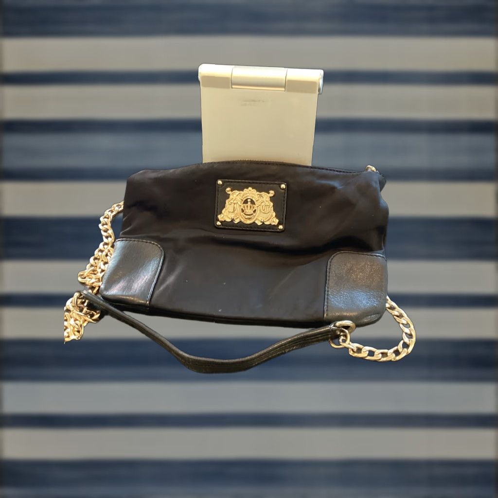 Juicy Couture Juicy Couture Louisa Crossbody Bag Shoulder Nylon Black Gold Chain Strap Small Womens Ulti-Brand Accessories Bag Charm 90s? Size ONE SIZE - 1 Thumbnail