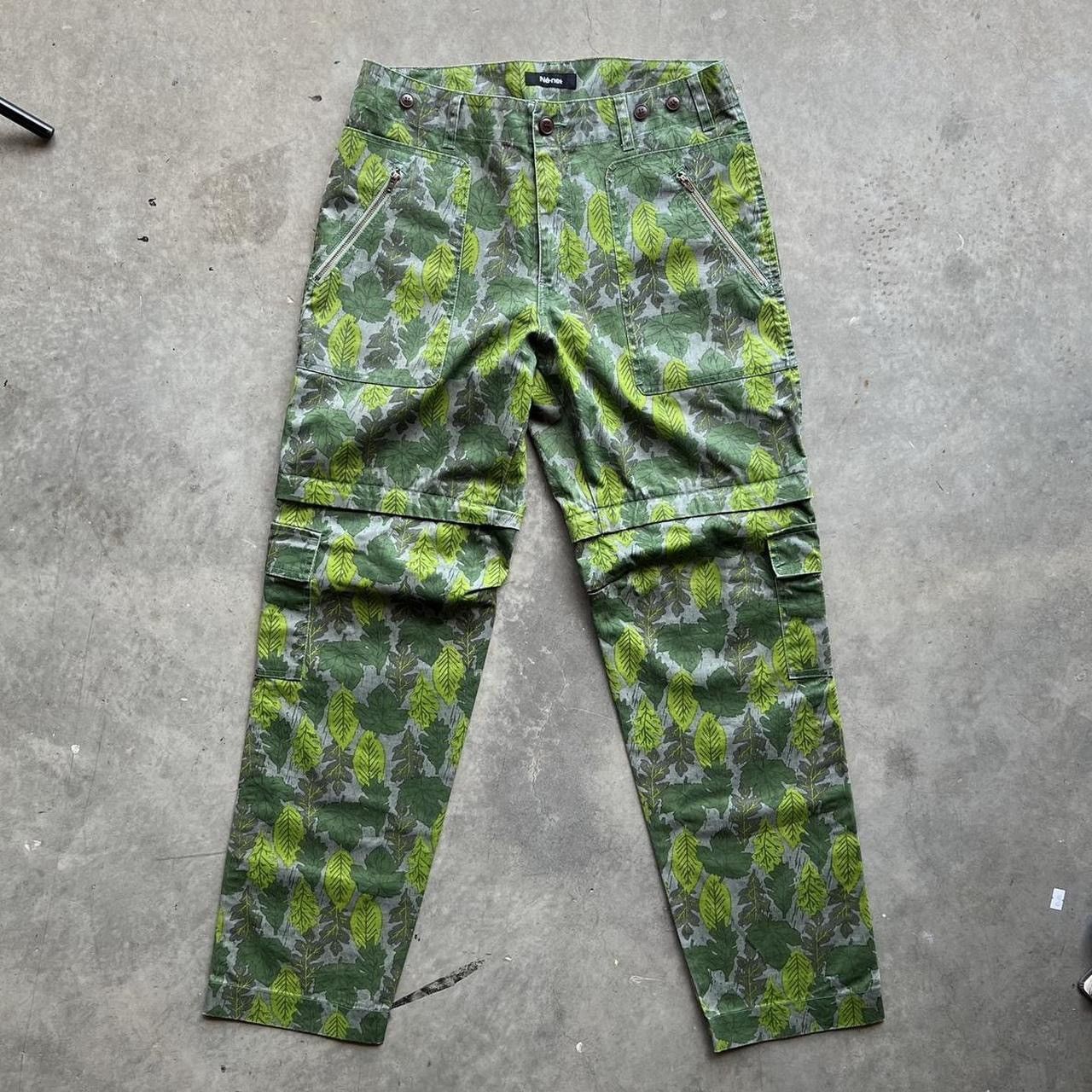 image of Issey Miyake x Ne Net Ne-Net Forest Camo Convertible Cargo Pants in Green, Men's (Size 32)