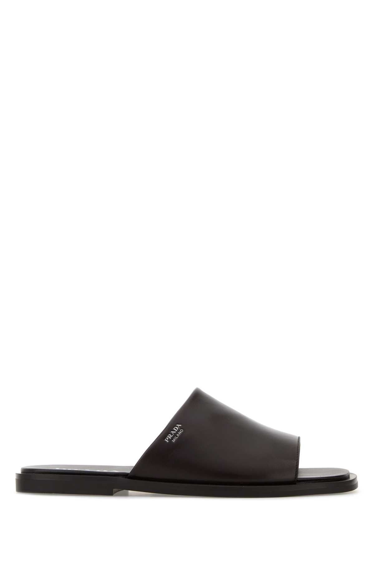 Prada Dark Brown Leather Slippers Size US 7 / EU 40 - 1 Thumbnail