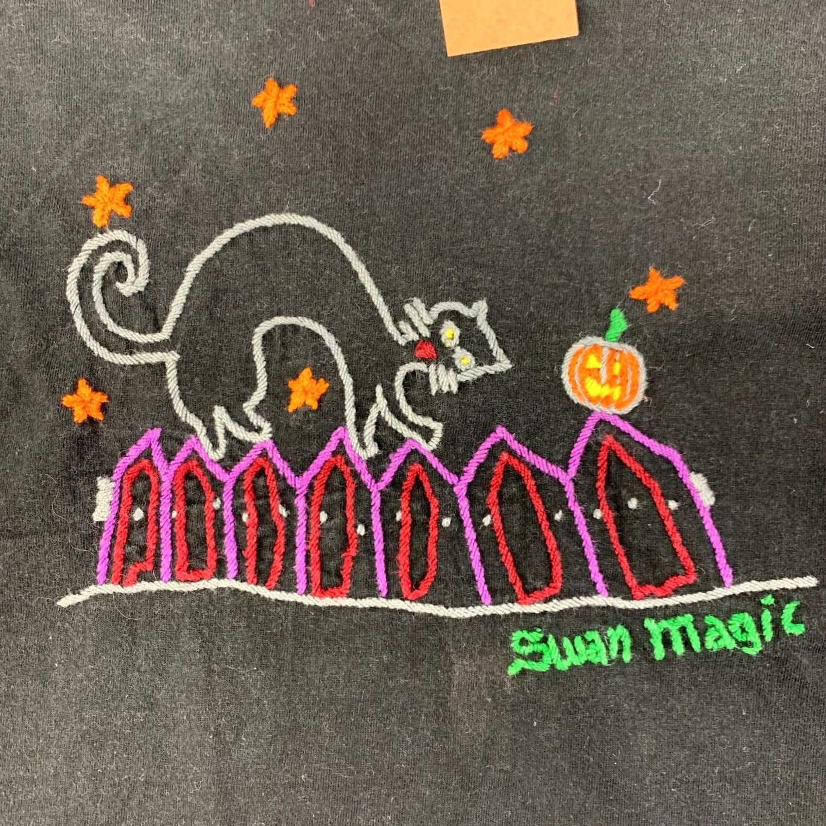 Vintage VINTAGE Swan Magic Black Cat Halloween Shirt Ladies Small Long Sleeve Crew Neck 1998 Size S / US 4 / IT 40 - 6 Thumbnail