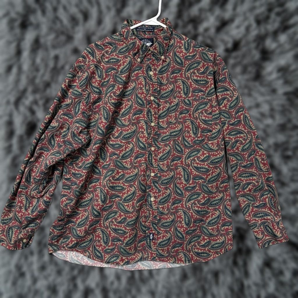Dockers VINTAGE Dockers Shirt Mens Large Red Paisley 90s Button-Down Cotton Long Sleeve Casual Size US L / EU 52-54 / 3 - 1 Thumbnail