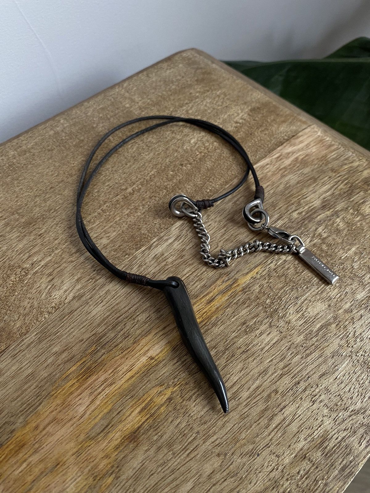 Dolce gabbana fang leather thong necklace