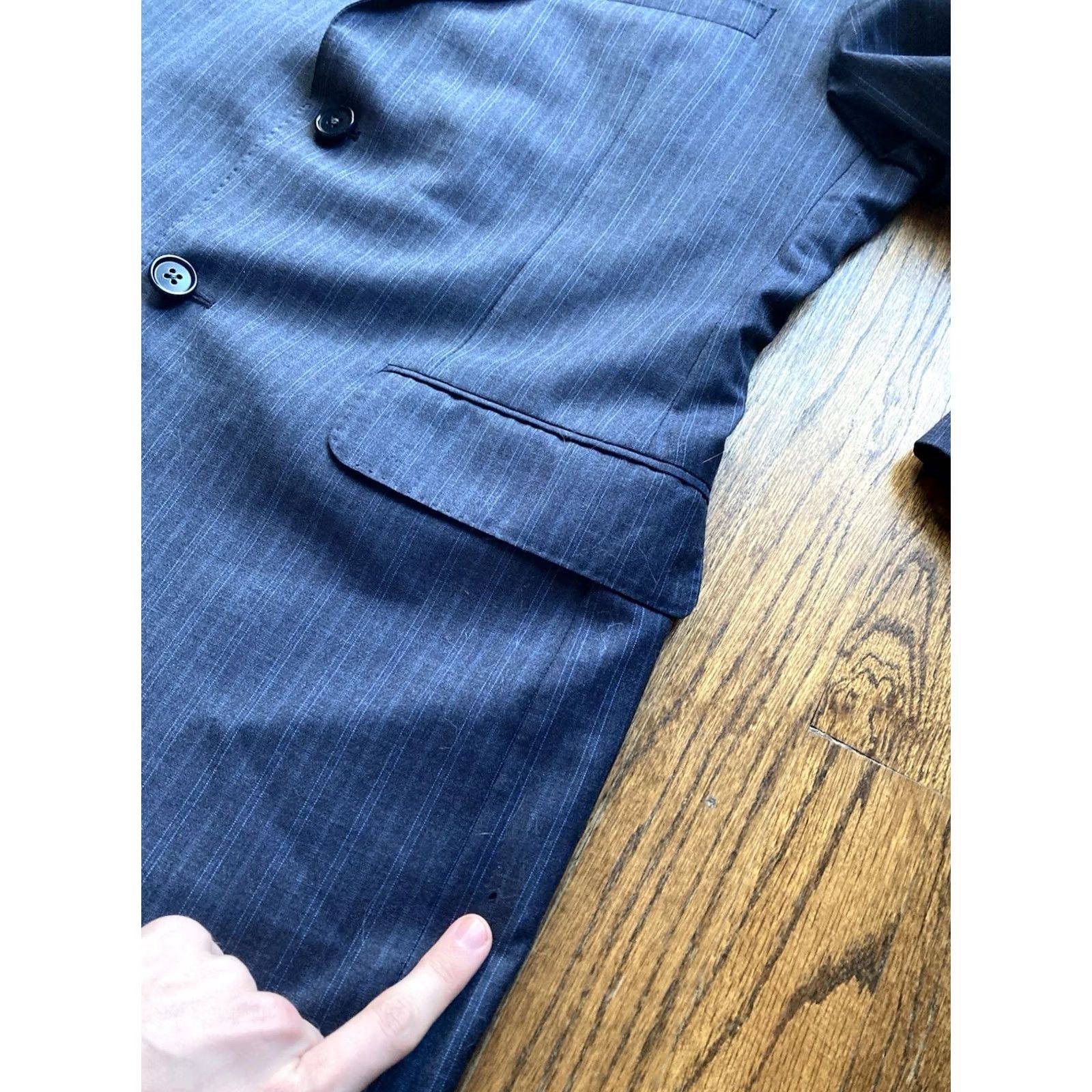Vintage Coppley Coppley Ermenegildo Zegna Blazer Mens 40 Navy Blue Pinstripe Wool Sport Coat Size 40R - 6 Thumbnail