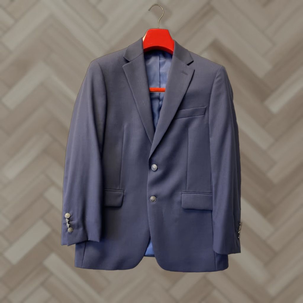 Hart Schaffner Marx Hart Schaffner Marx Blazer Jacket Men 38S Wool 2 Button Navy Solid Notch 4-Button Sleeve Union Made Vintage? No Size 38S - 1 Thumbnail