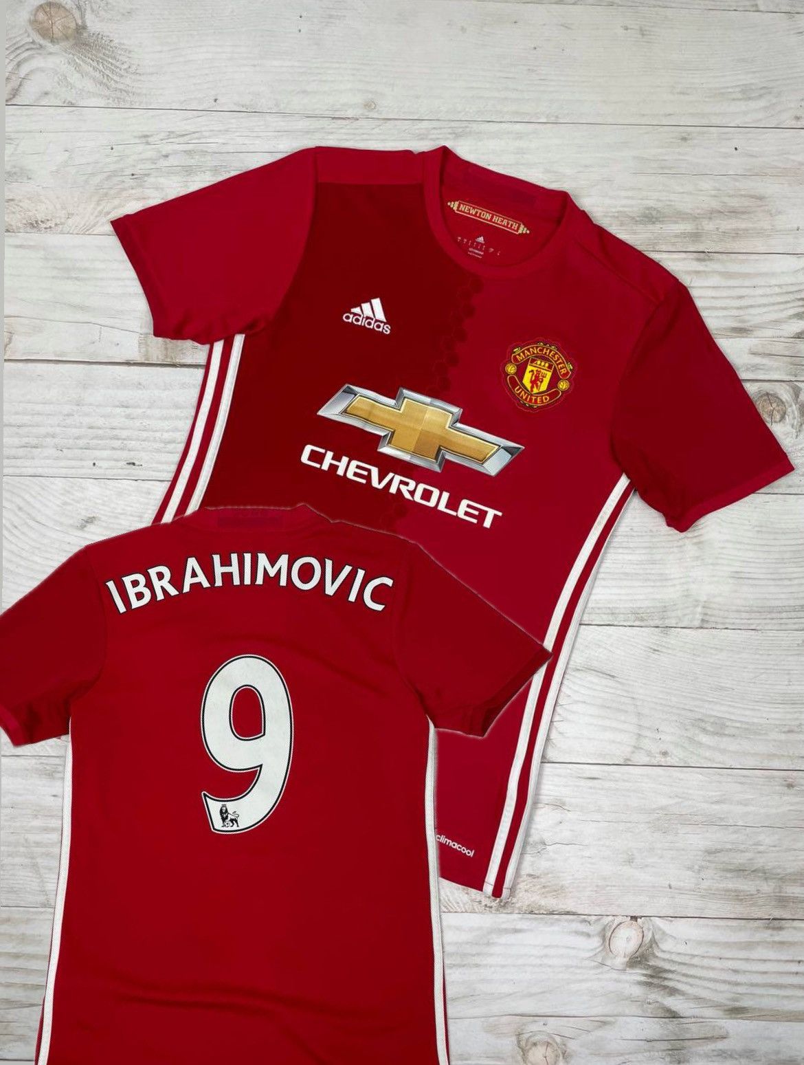 Image of Adidas x Manchester United 2016 2017 Ibragimovich 9 Shirt Jersey in Red, Men's (Size Small)