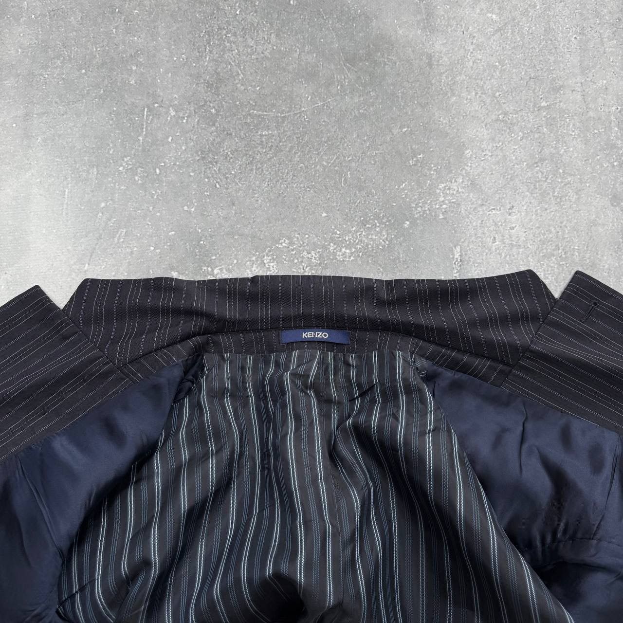 Kenzo Vintage Kenzo Homme Striped Three Button Wool Blazer Navy 50 Size 50R - 7 Thumbnail