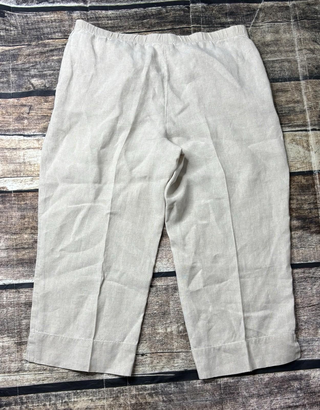 J. Jill J Jill Pants Womens Medium Petite Love Linen Beige Joggers Size 32" / US 10 / IT 46 - 3 Thumbnail