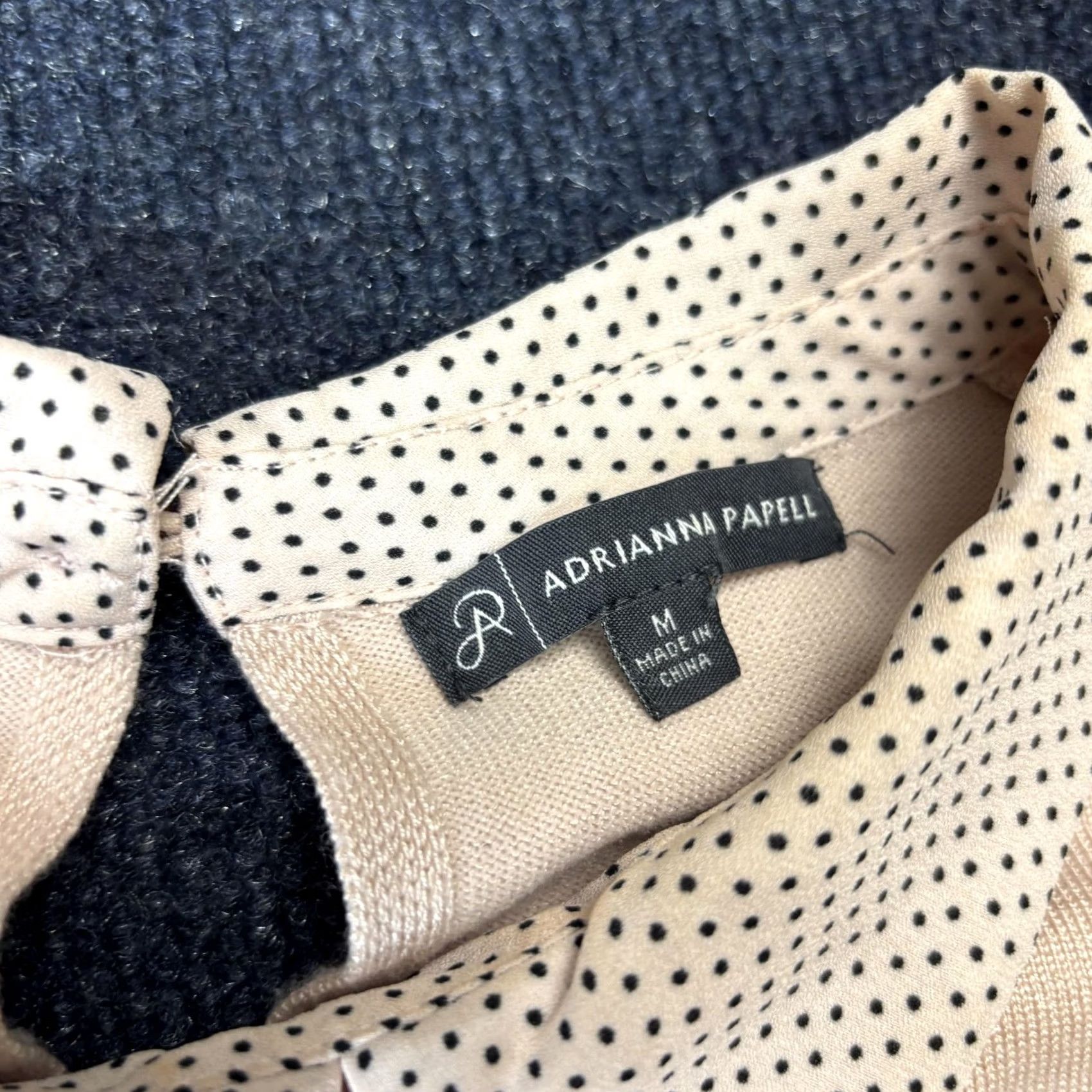 Adrianna Papell Adrianna Papell Sweater Womens Medium Beige Polka Dot Collar Layered Hem Knit Size M / US 6-8 / IT 42-44 - 2 Thumbnail