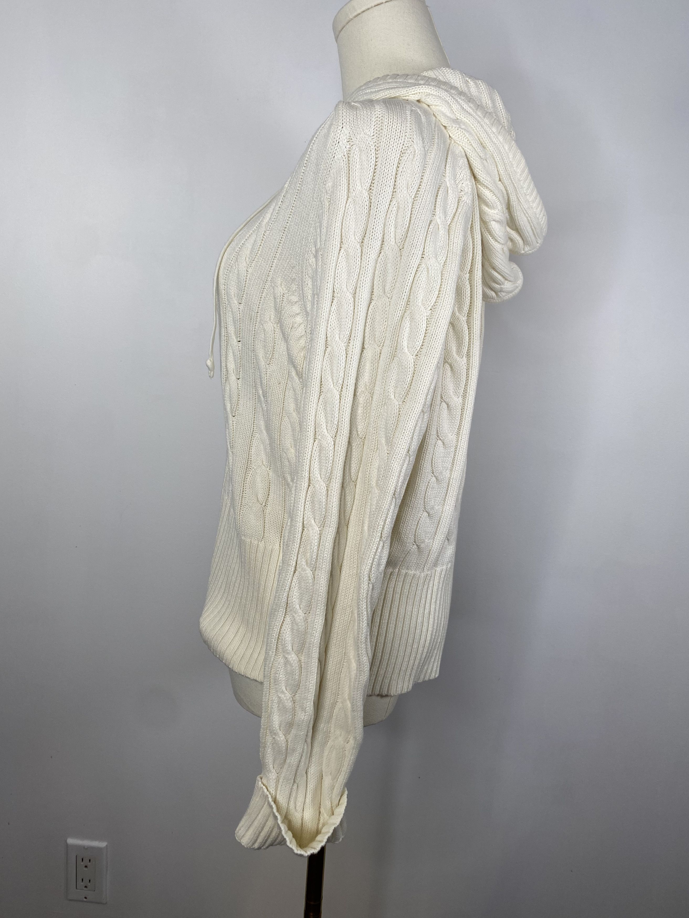 Tommy Hilfiger Tommy Hilfiger - White Cream Knit Hoodie Size ONE SIZE - 4 Thumbnail